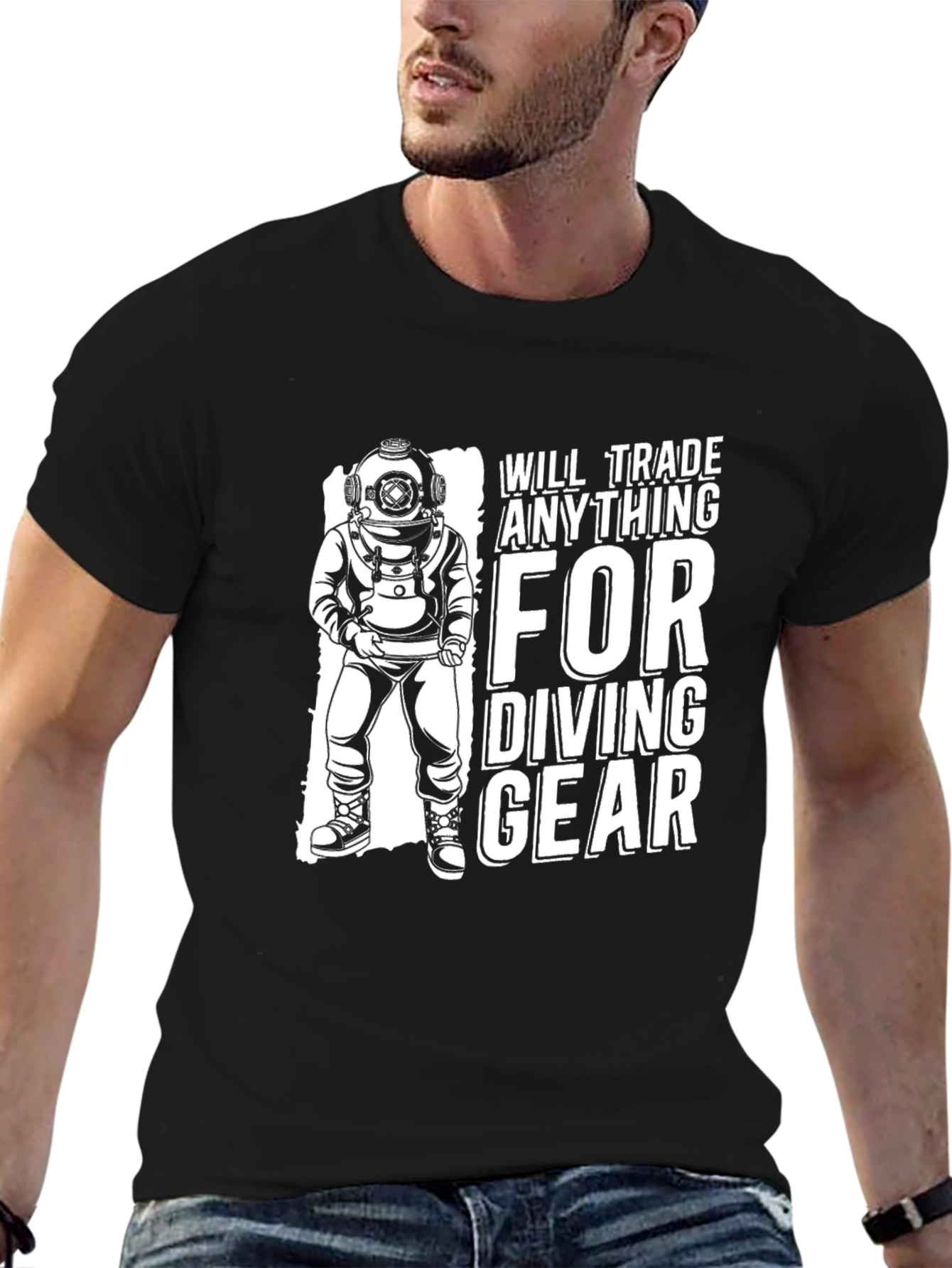 Black Diving Gear T-Shirt: Trade Anything For Diving Gear view 6