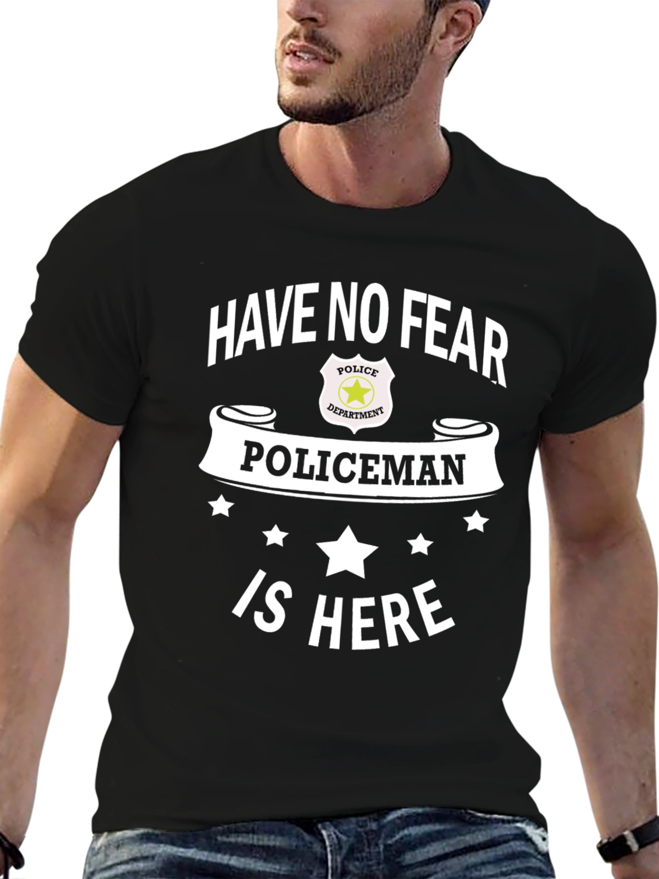 Black Have No Fear Policeman Is Here Black T-Shirt view 6