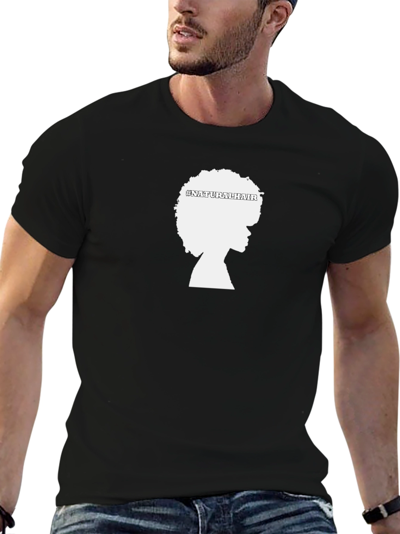 Black Natural Hair T-Shirt - Black Unisex Tee view 6
