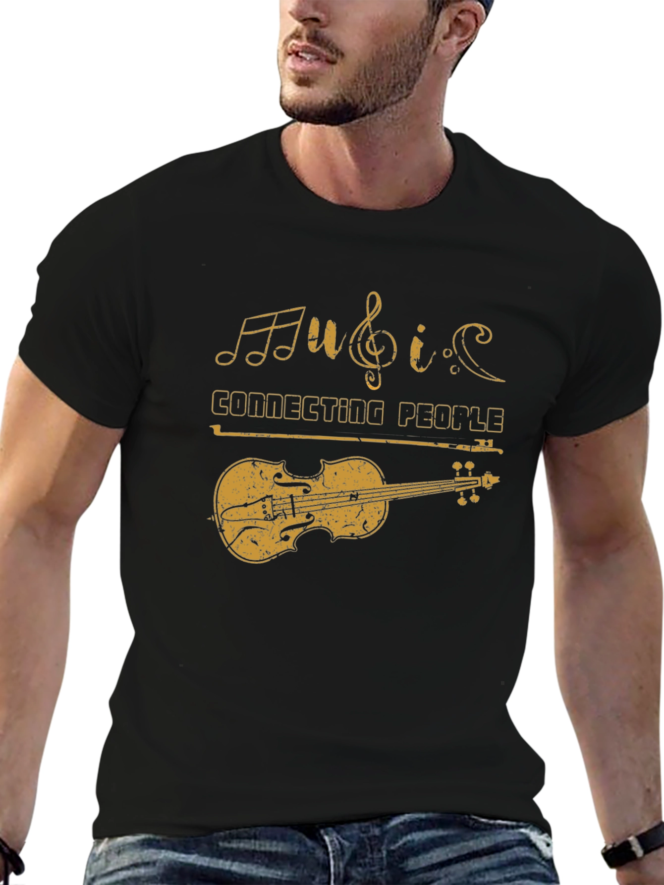 Black Music Connecting People Violin Graphic Tee view 6