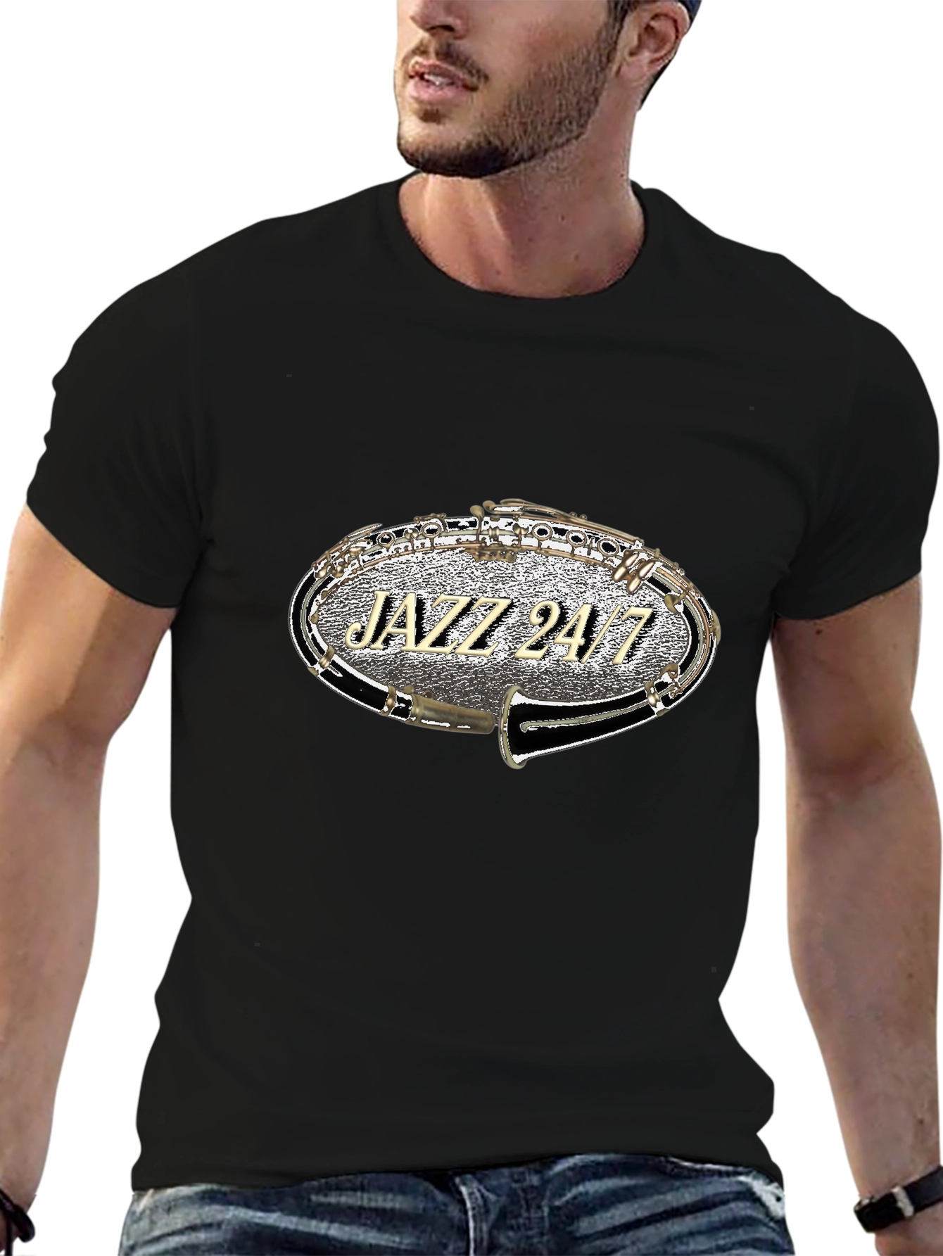 Black Jazz 24/7 Graphic T-Shirt - Music Lover Tee view 6