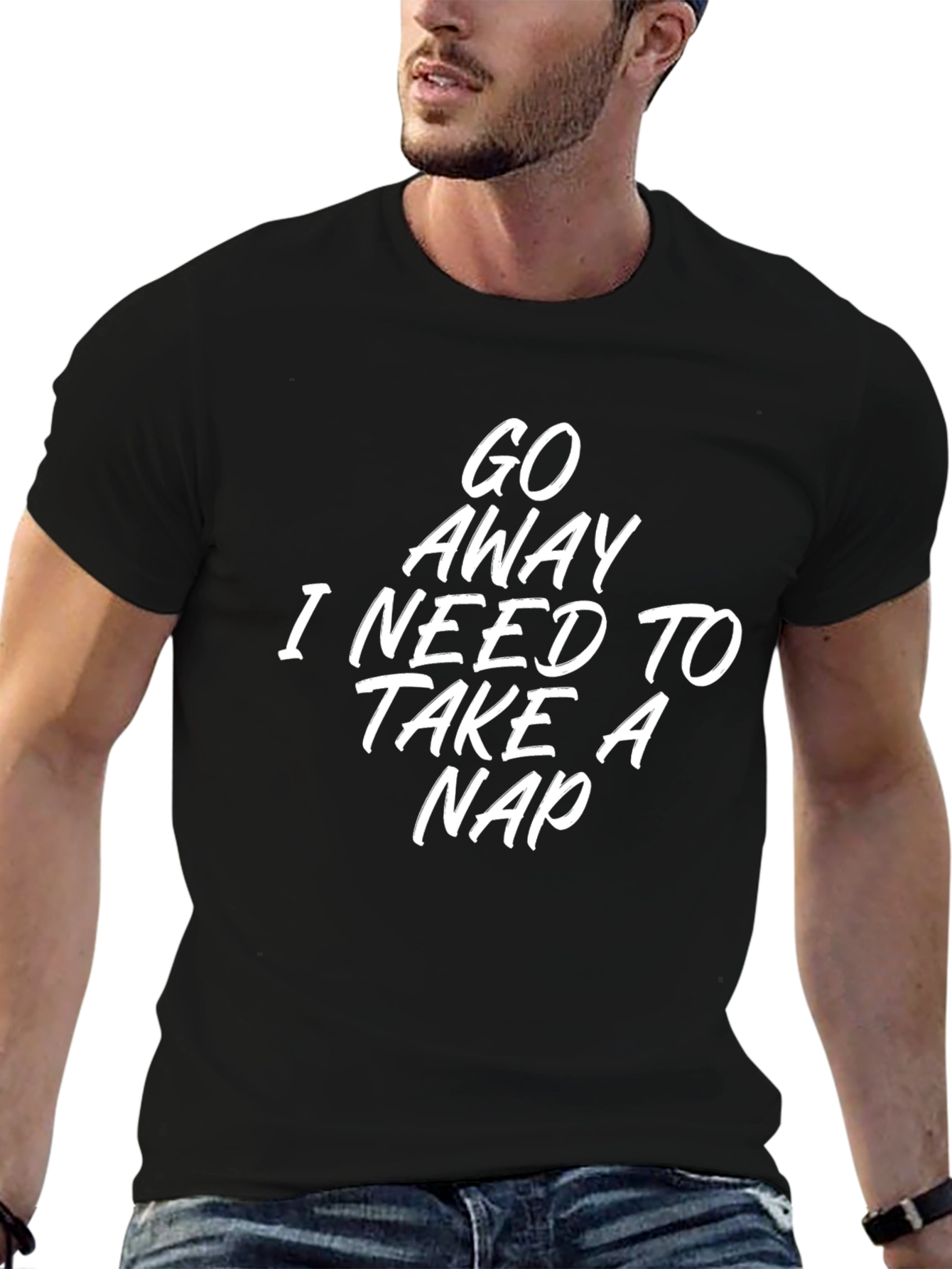 Black Go Away I Need To Take a Nap Black T-Shirt view 6