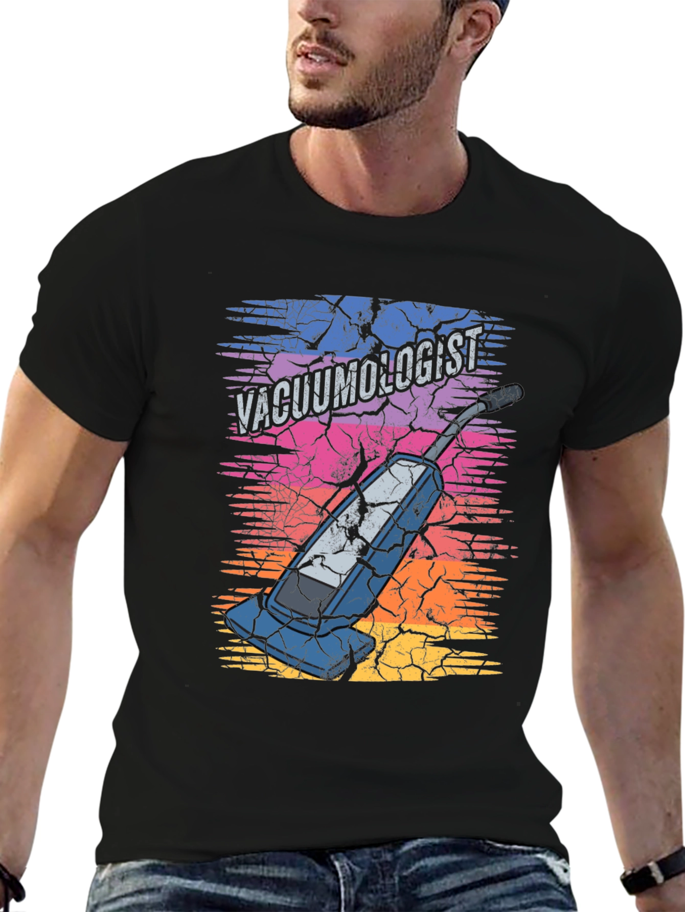 Black Vacuumologist Graphic Tee - Novelty T-Shirt view 6