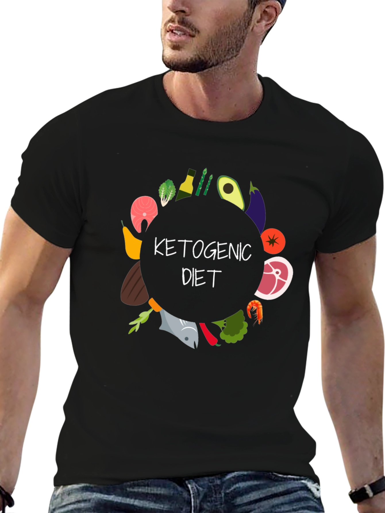 Black Ketogenic Diet T-Shirt view 6