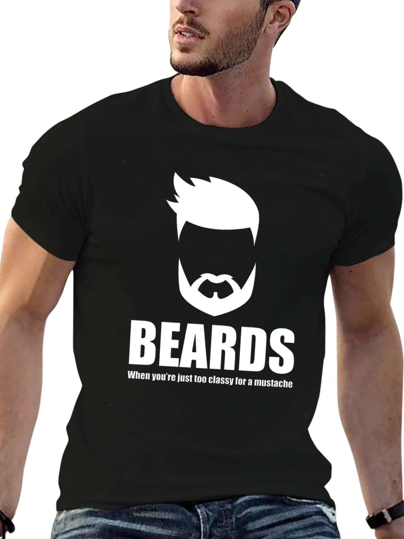 Black Beards Classy Graphic Tee - Cool Men's T-Shirt view 6