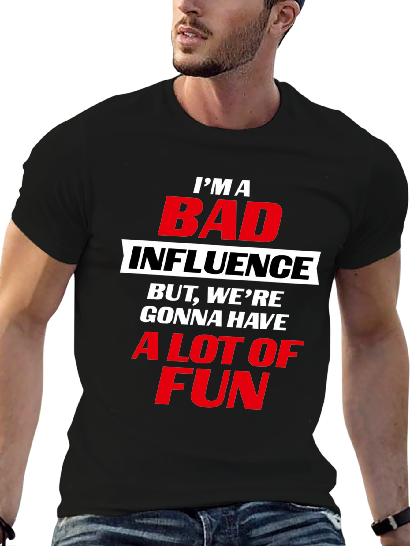 Black Bad Influence T-Shirt - Bold Graphic Tee for Fun Times view 6
