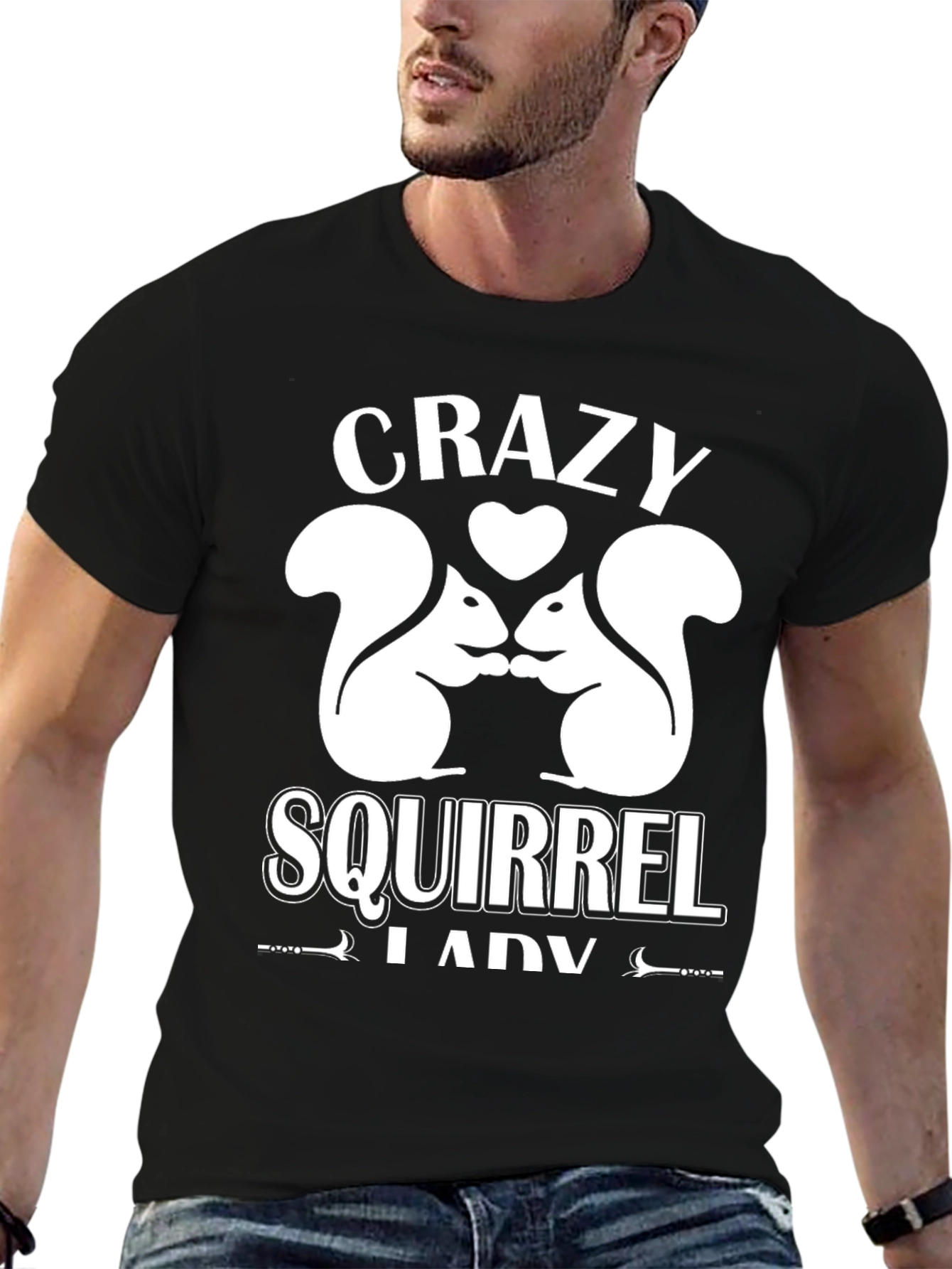 Black Crazy Squirrel Lady T-Shirt - Cute Animal Lover Tee view 6