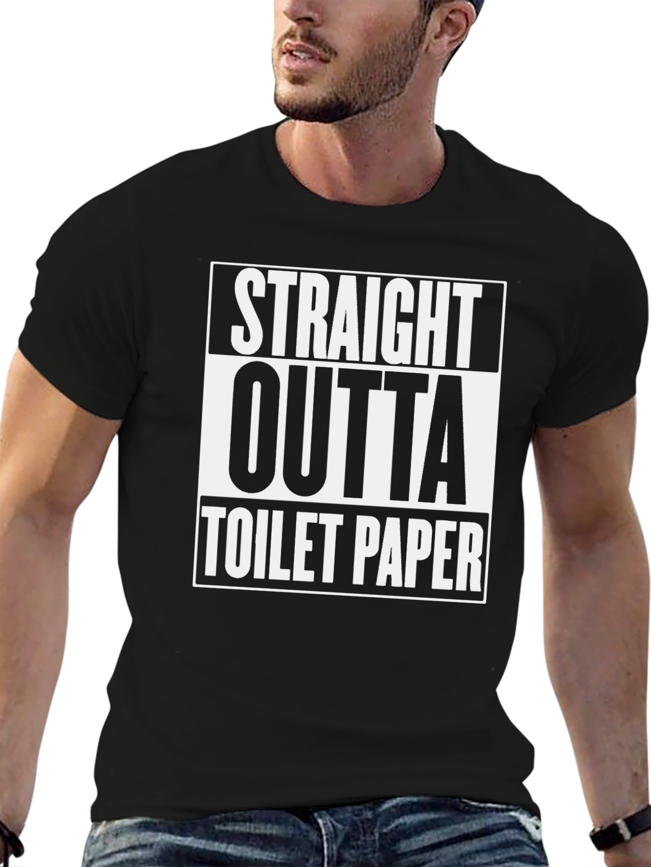 Black Straight Outta Toilet Paper T-Shirt - Funny Graphic Tee view 6