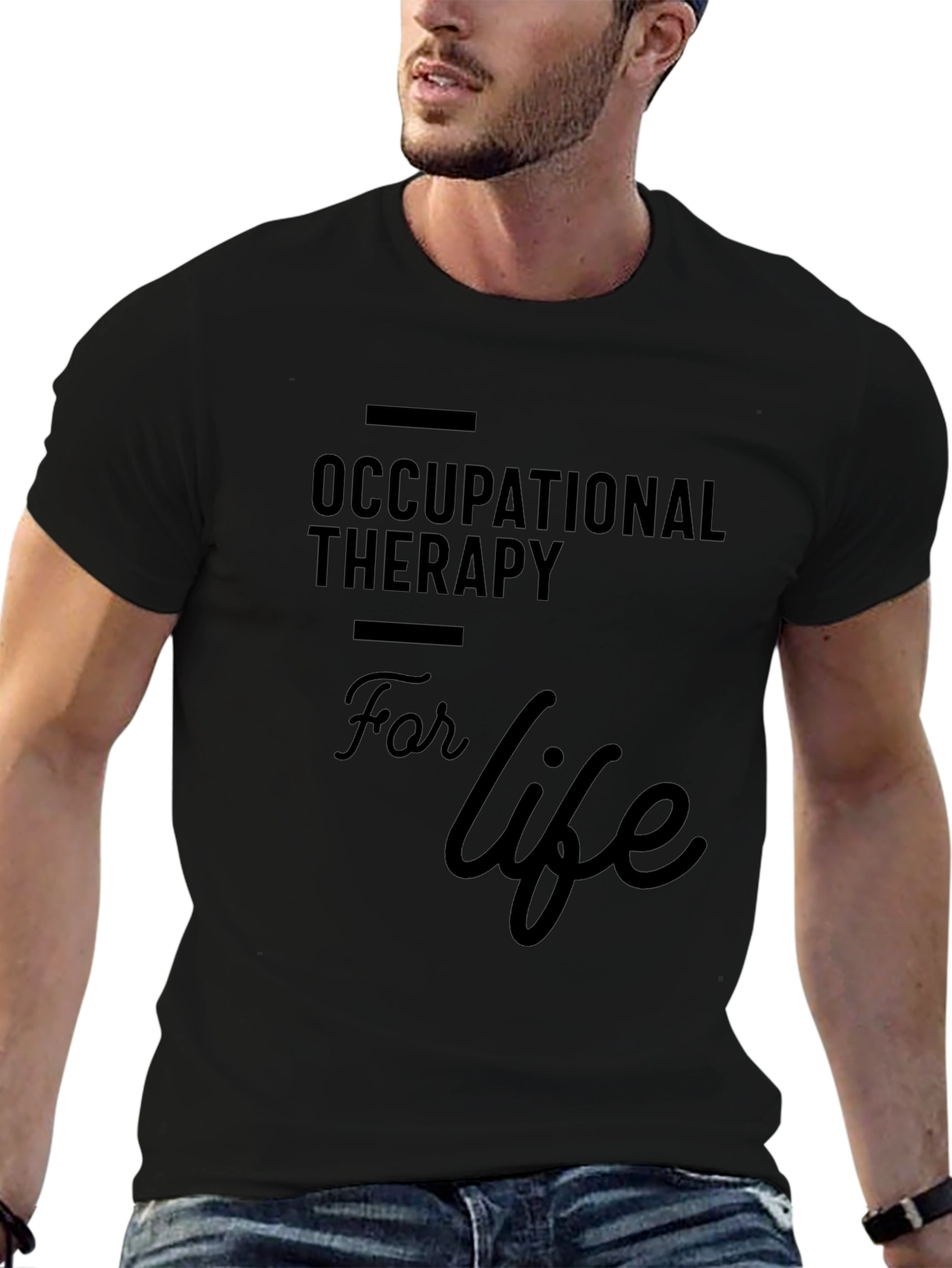 Black Occupational Therapy For Life Black T-Shirt view 6