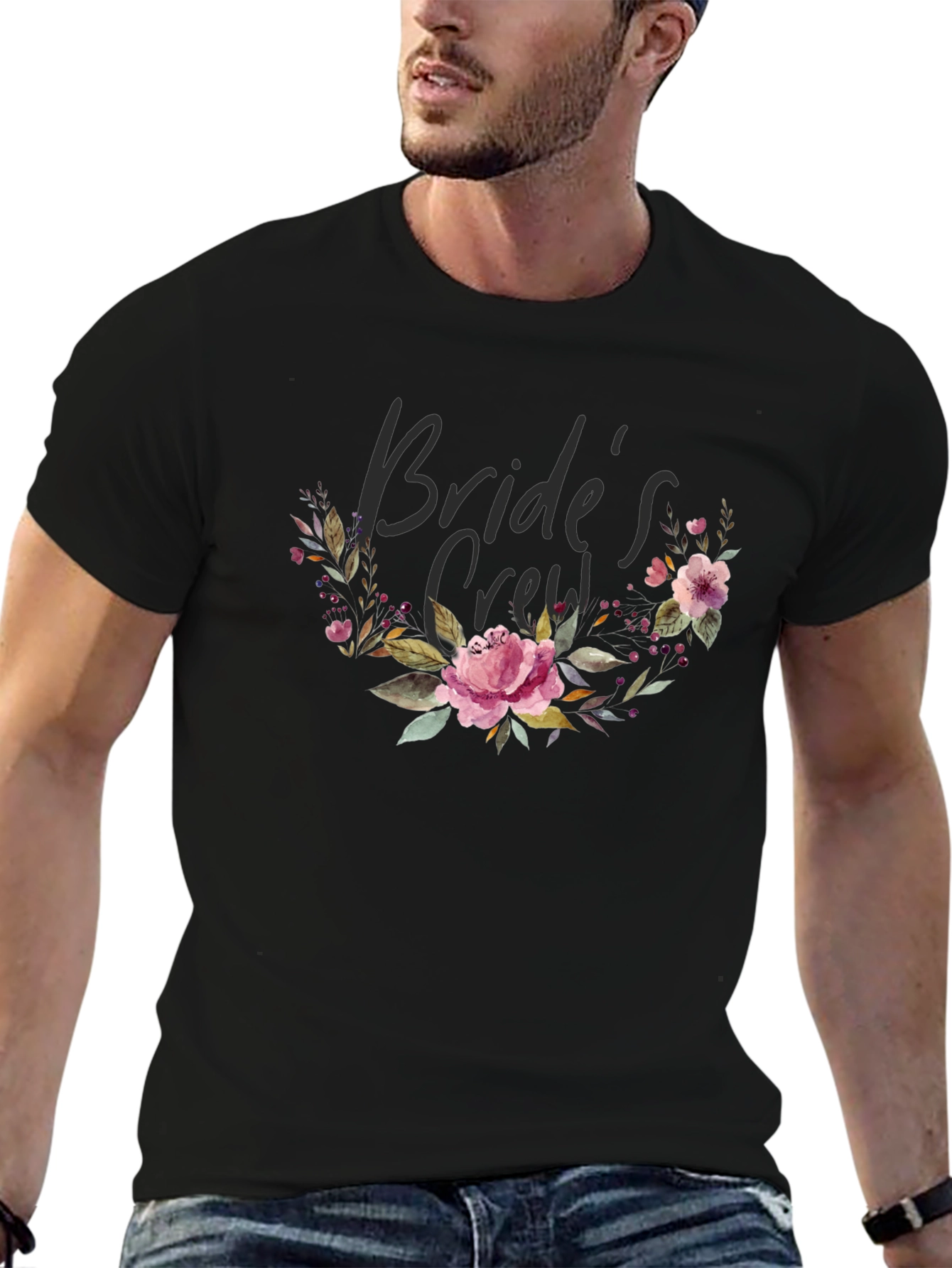 Bride's Crew Floral Black T-Shirt - 6