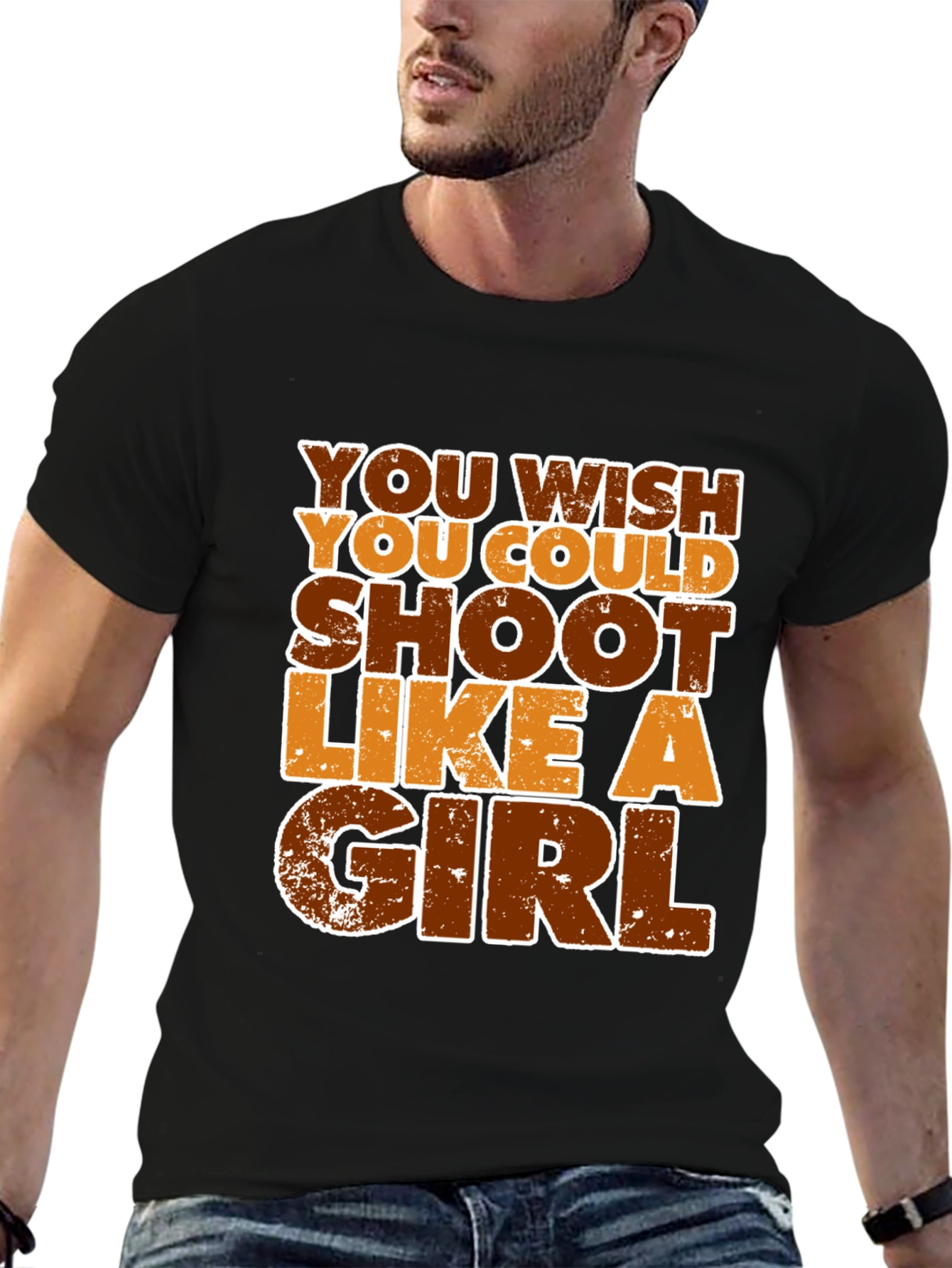 Black You Wish You Could Shoot Like A Girl Graphic T-Shirt view 6