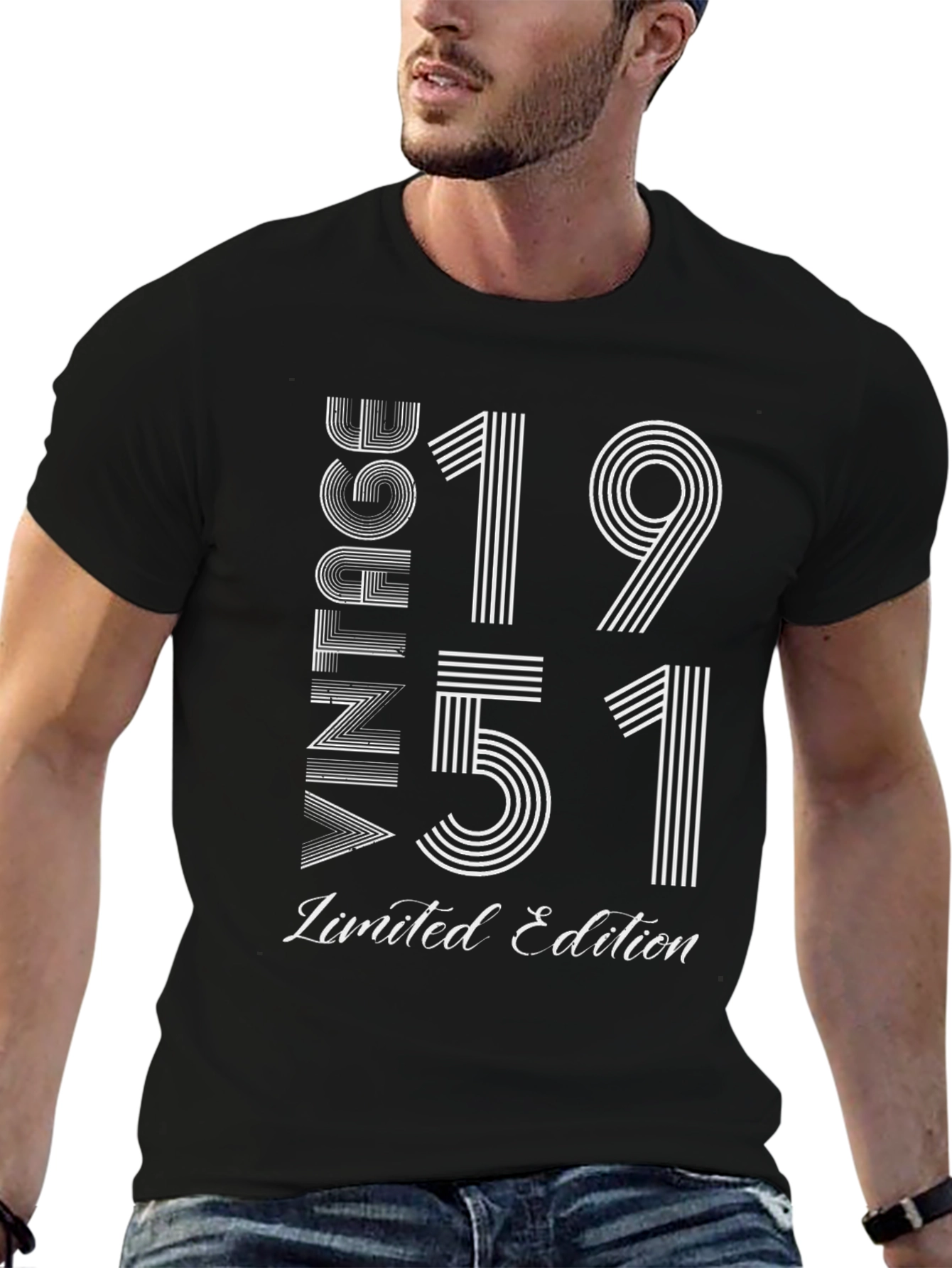 Black Vintage 1951 Limited Edition Birthday T-Shirt view 6