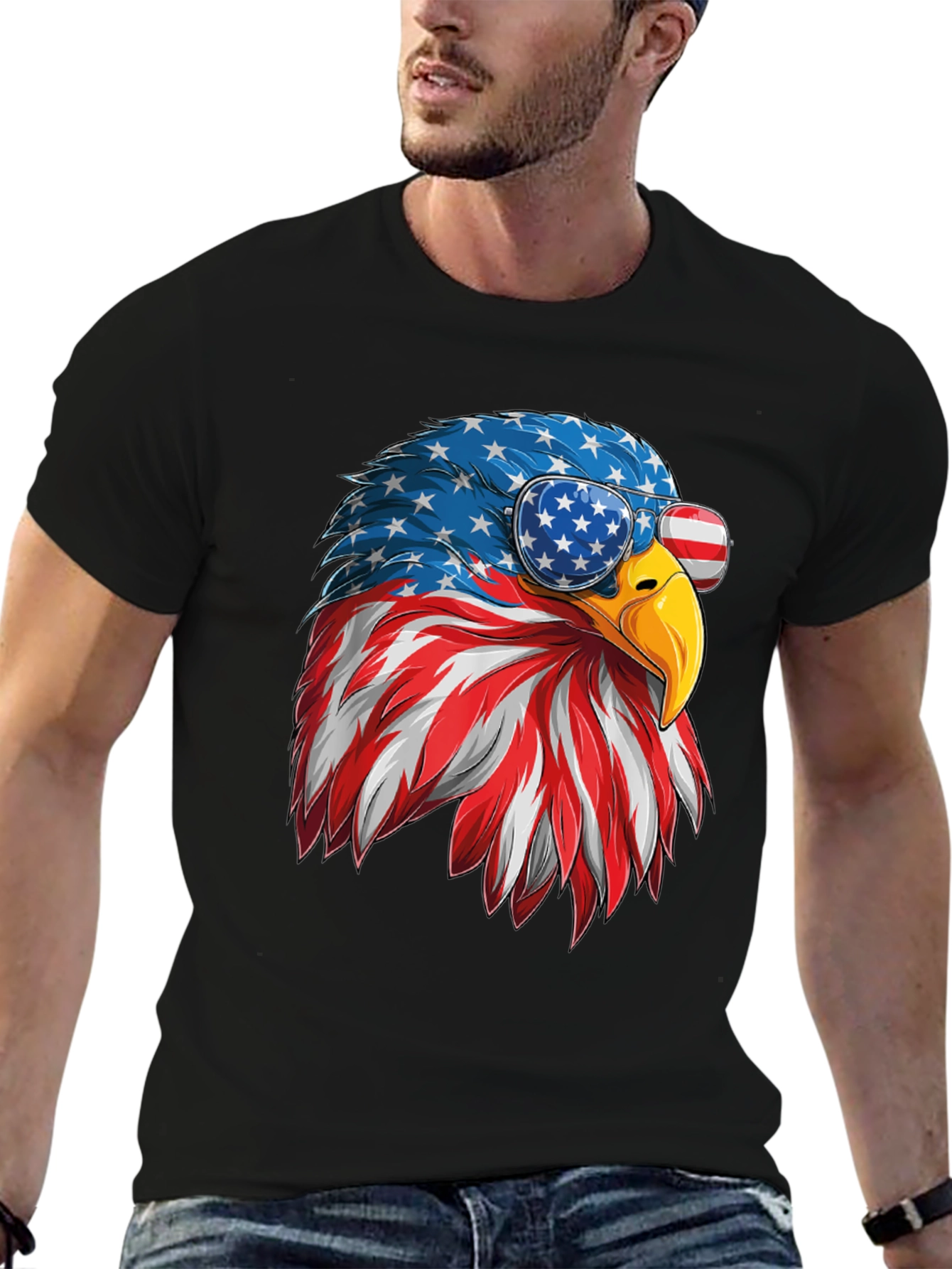 Black Patriotic Eagle Graphic Tee view 6