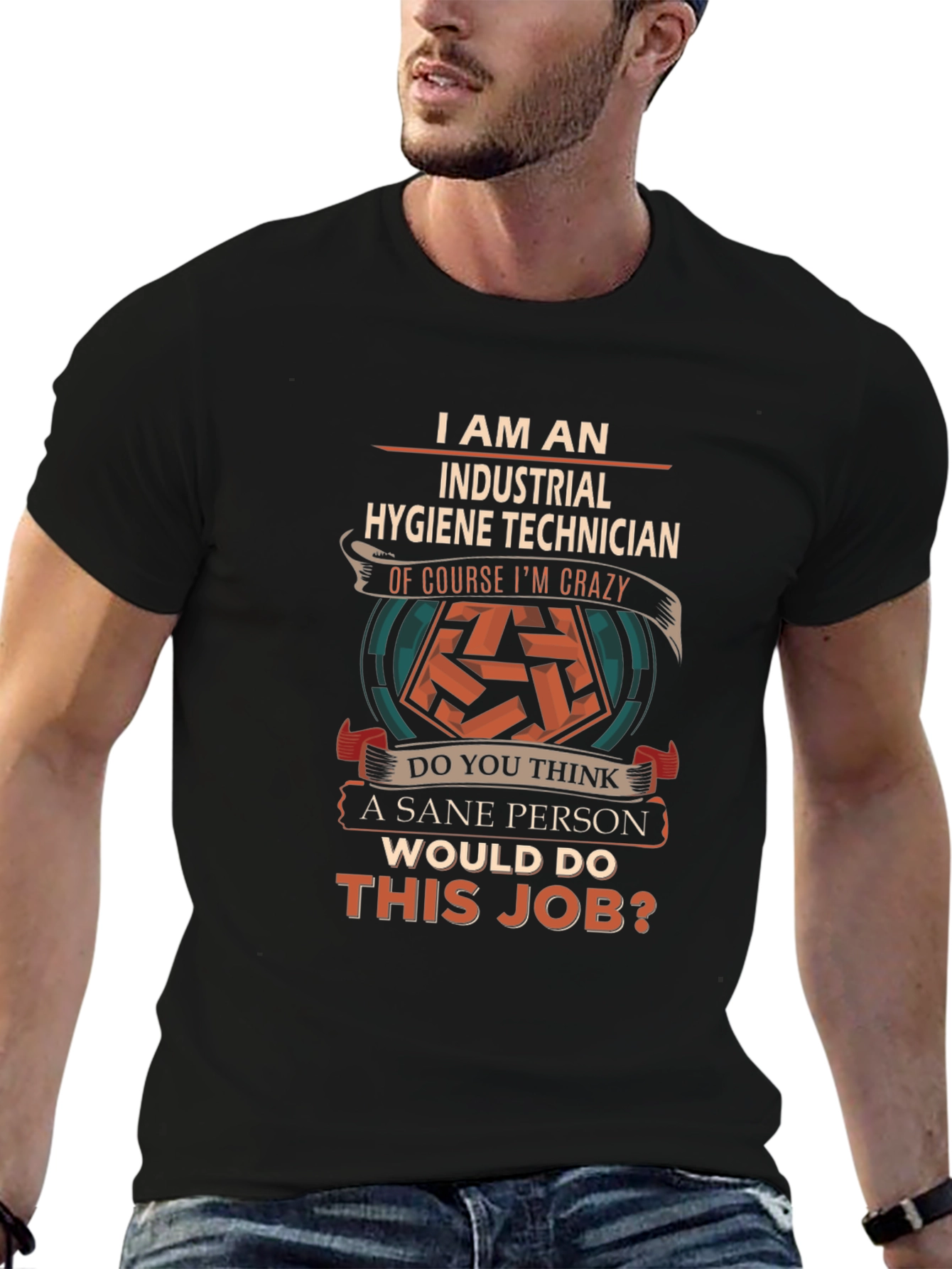 Black Industrial Hygiene Technician Crazy Job T-Shirt view 6
