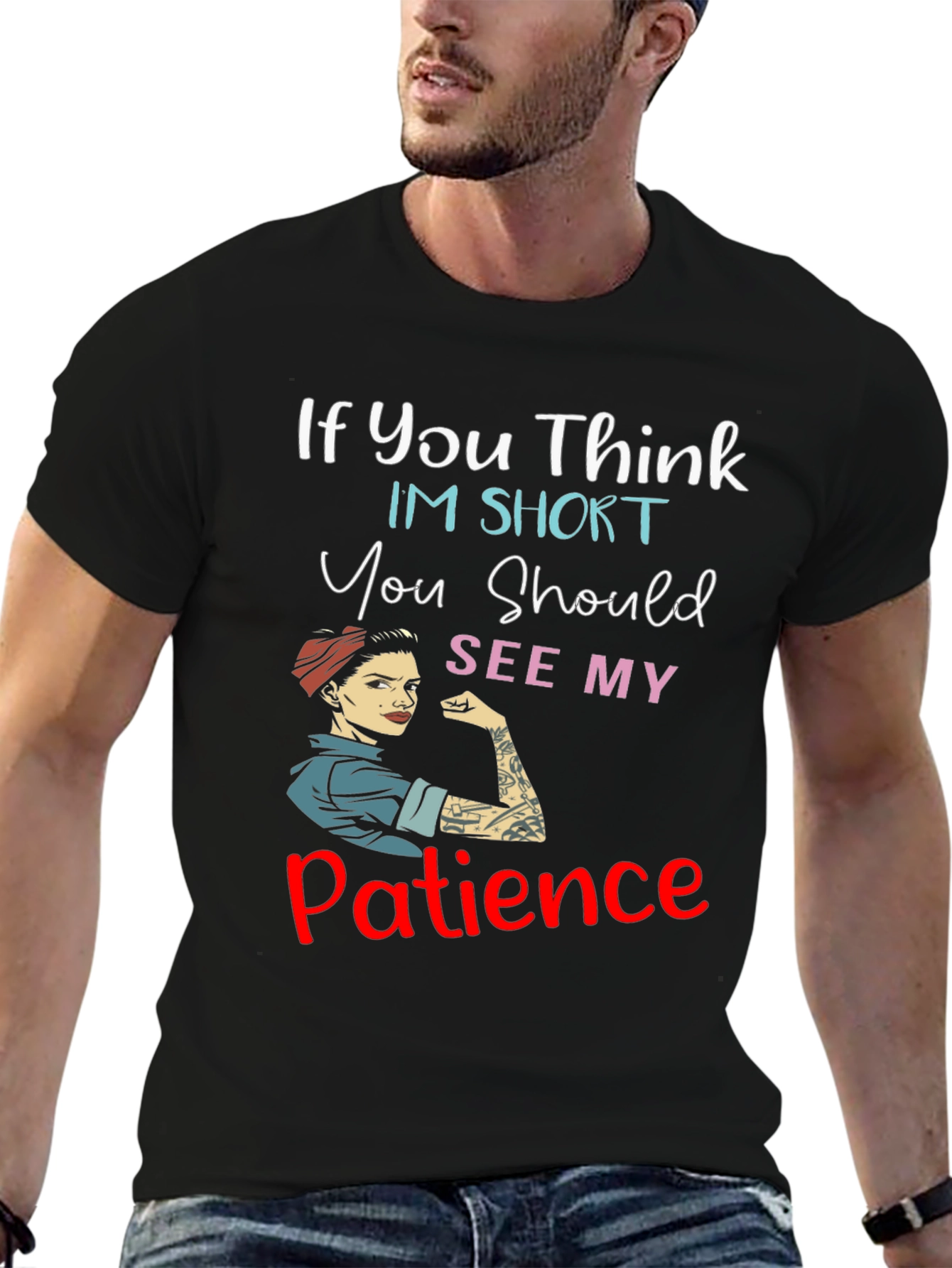 Black Funny Graphic Tee: My Patience T-Shirt view 6