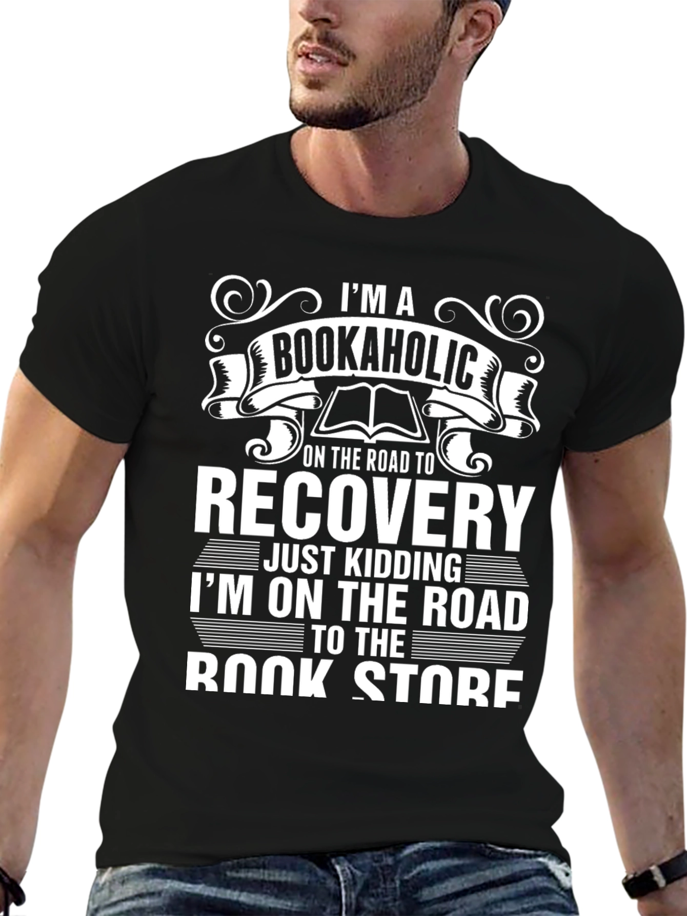Black Bookaholic T-Shirt Funny Reader Novelty Tee view 6