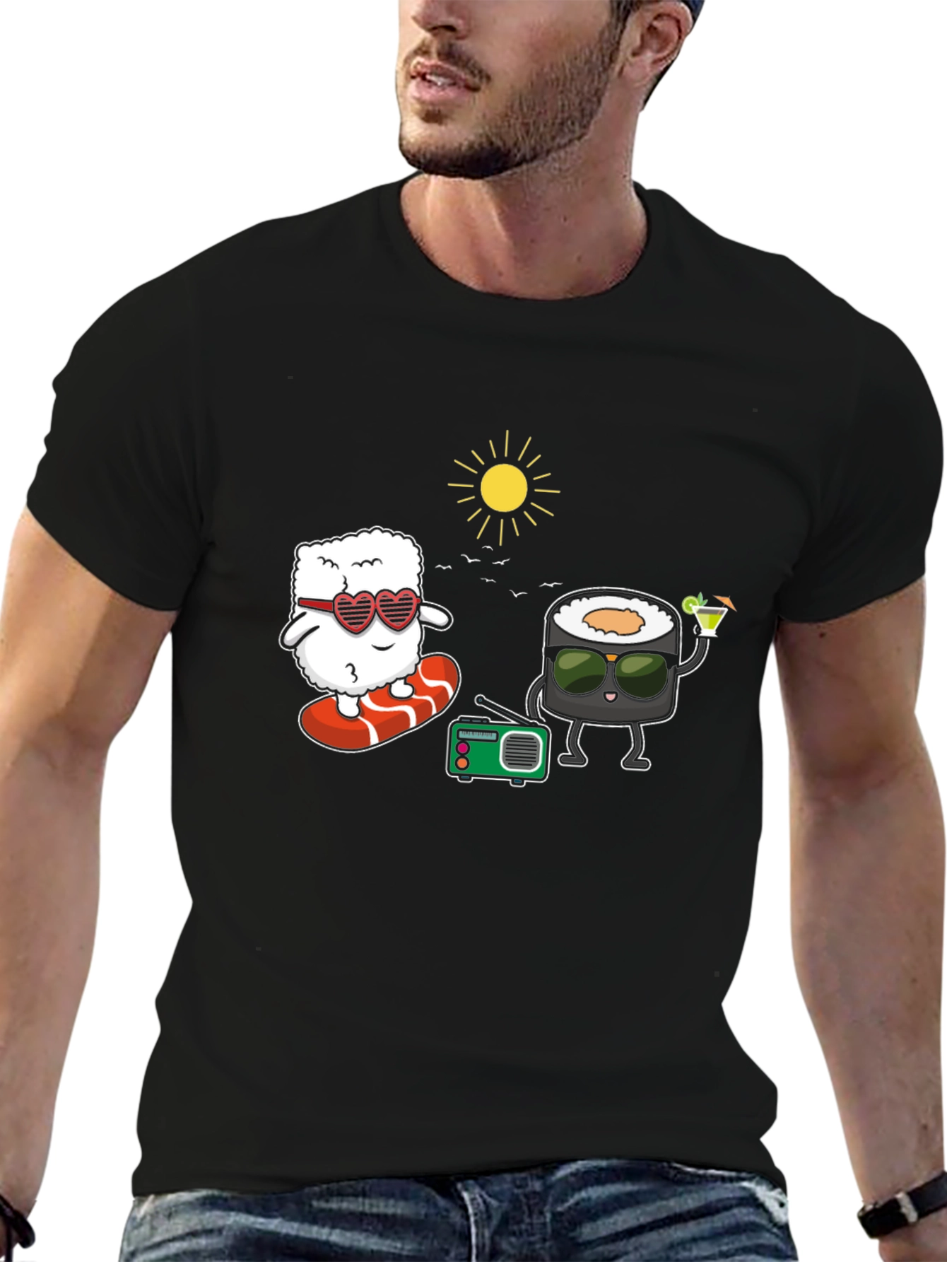 Black Sushi Fun T-Shirt - Beach Vibes view 6