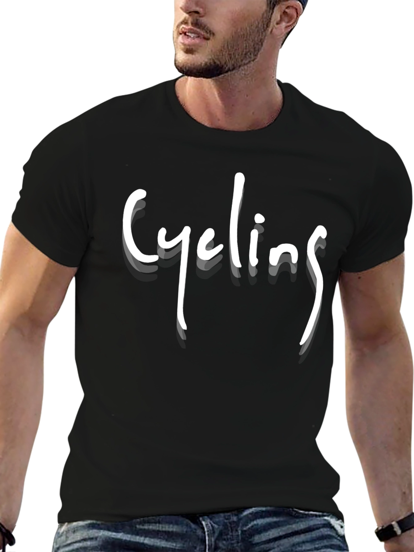 Black Cycling T-Shirt - Black Cotton Blend Tee view 6