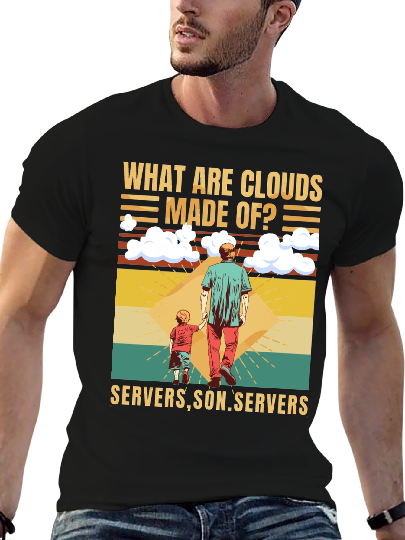 Black Cloud Made of Servers Funny T-Shirt view 6