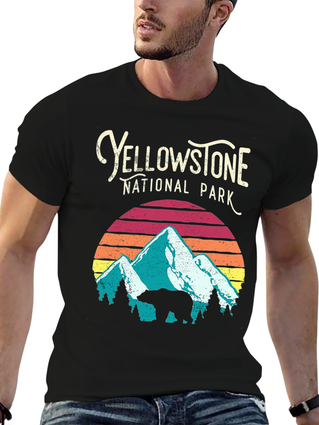 Black Yellowstone National Park Bear Graphic T-Shirt view 6