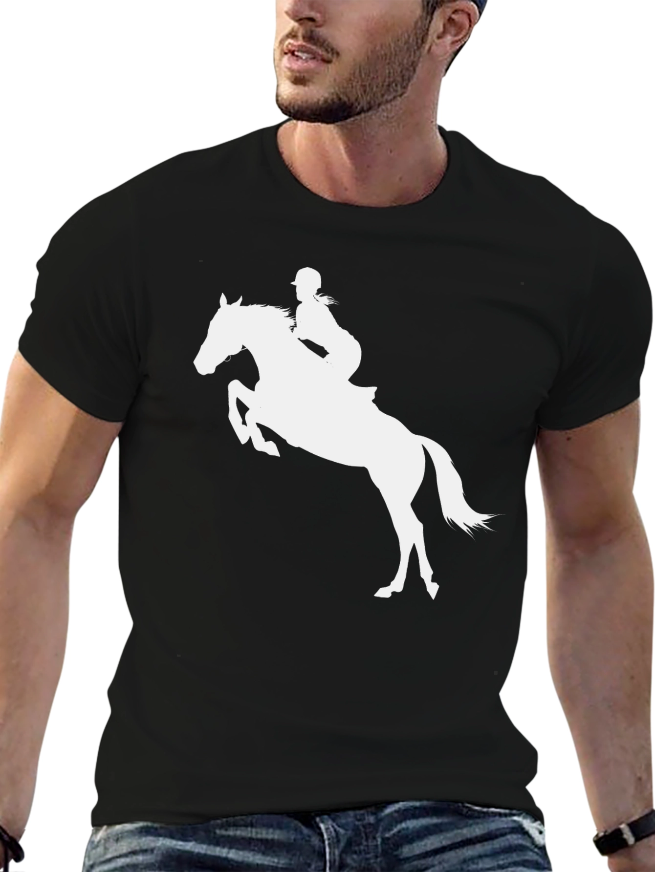 Black Equestrian Horse Riding T-Shirt - Black view 6