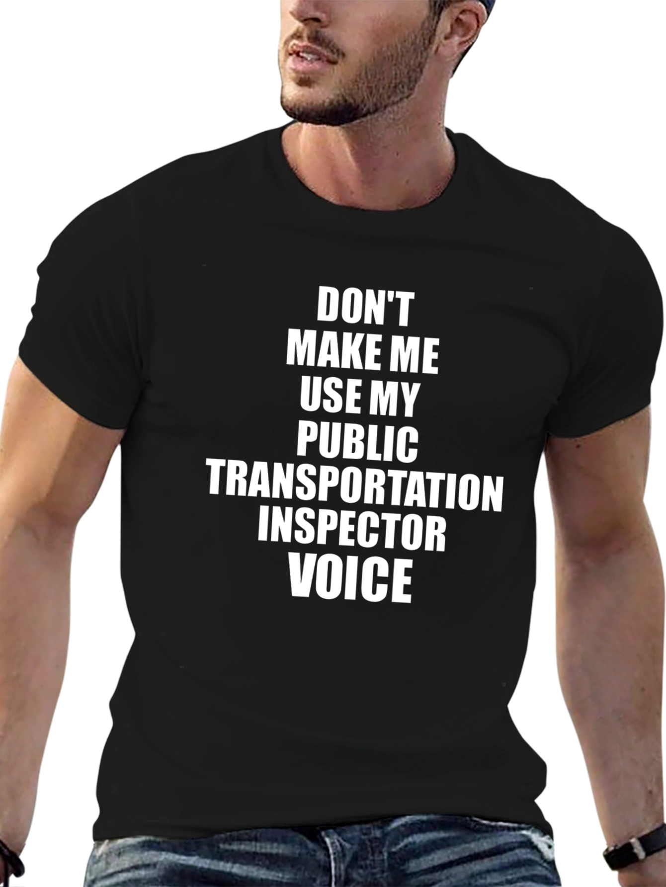 Black Public Transportation Inspector T-Shirt - Funny Job Tee view 6