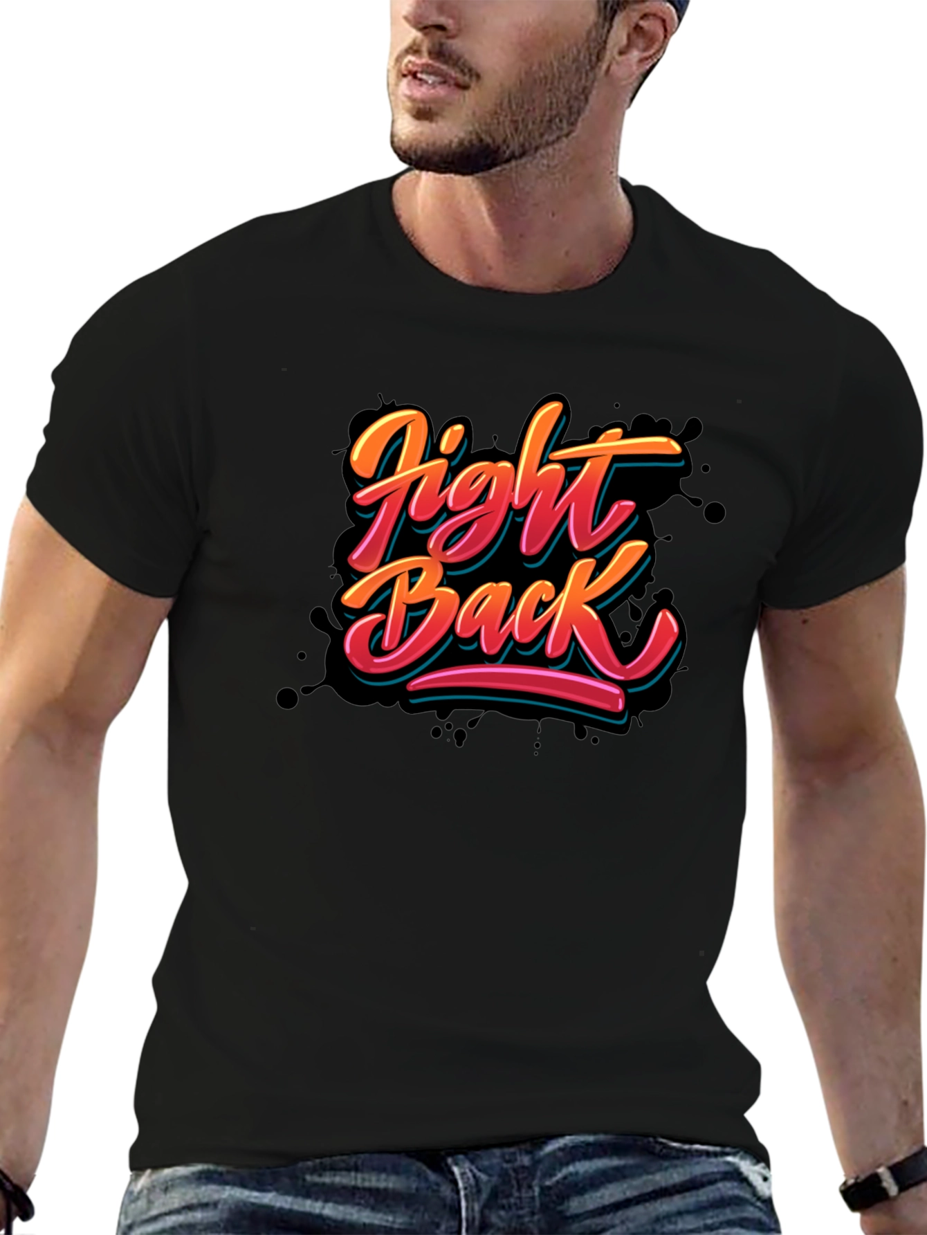 Black Fight Back Graphic T-Shirt - Bold Statement Tee view 6