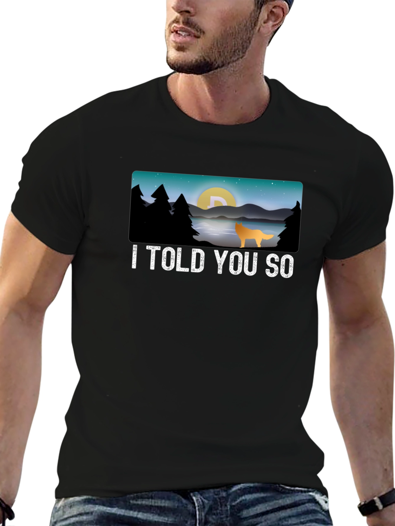 Black I Told You So Dogecoin Moon T-Shirt view 6