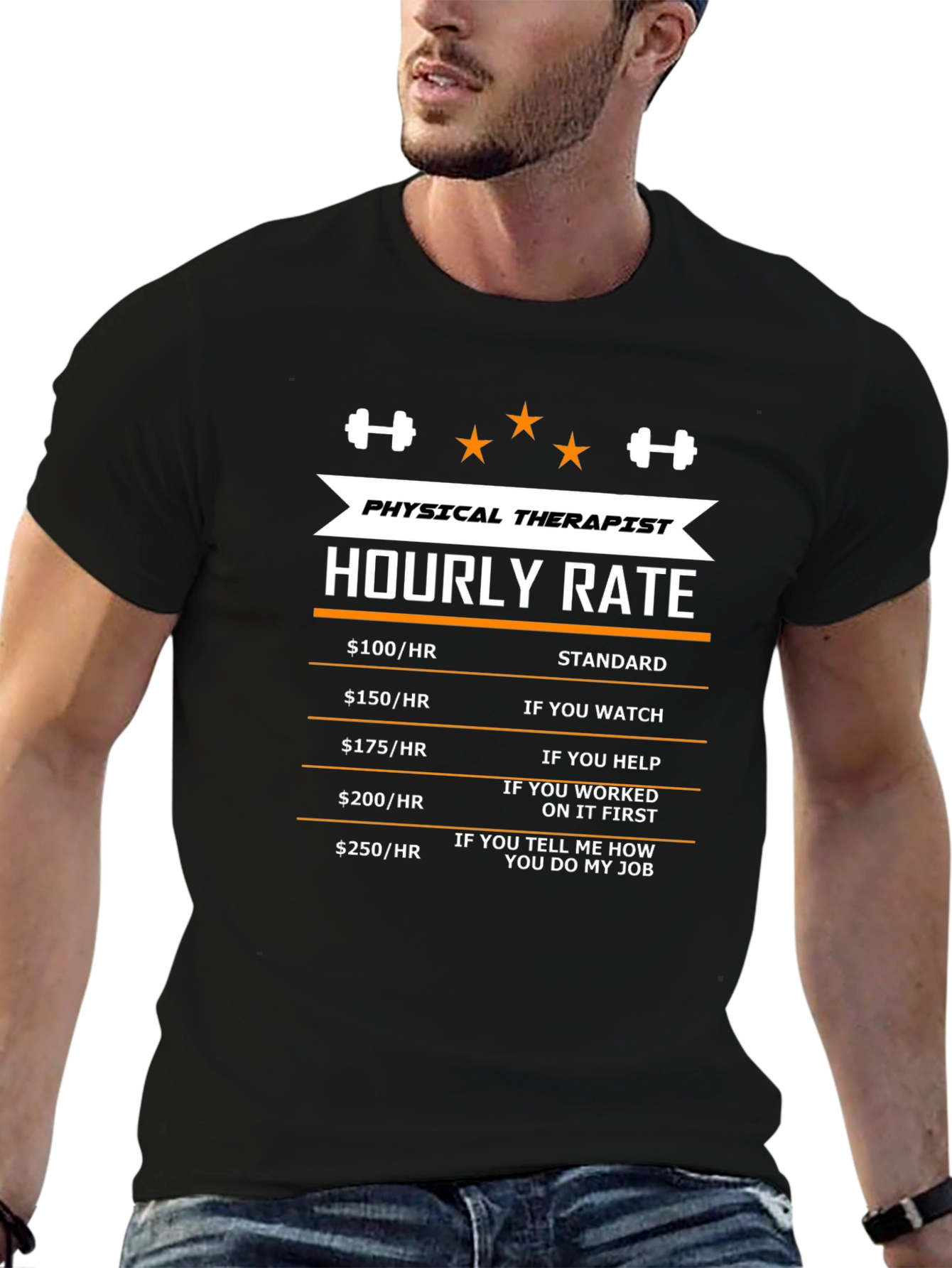 Black Physical Therapist Hourly Rate Black T-Shirt view 6