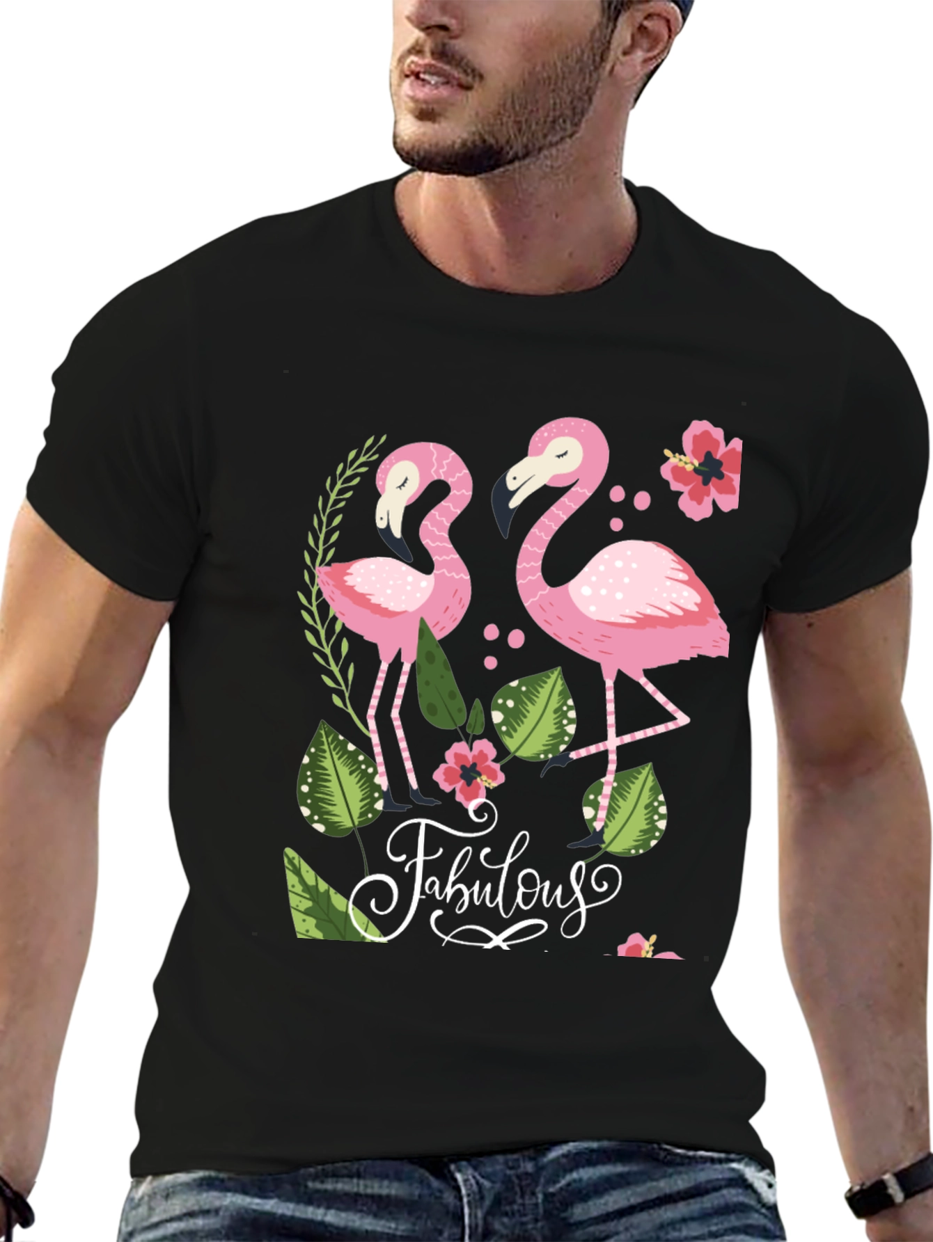 Black Fabulous Flamingo Graphic T-Shirt view 6