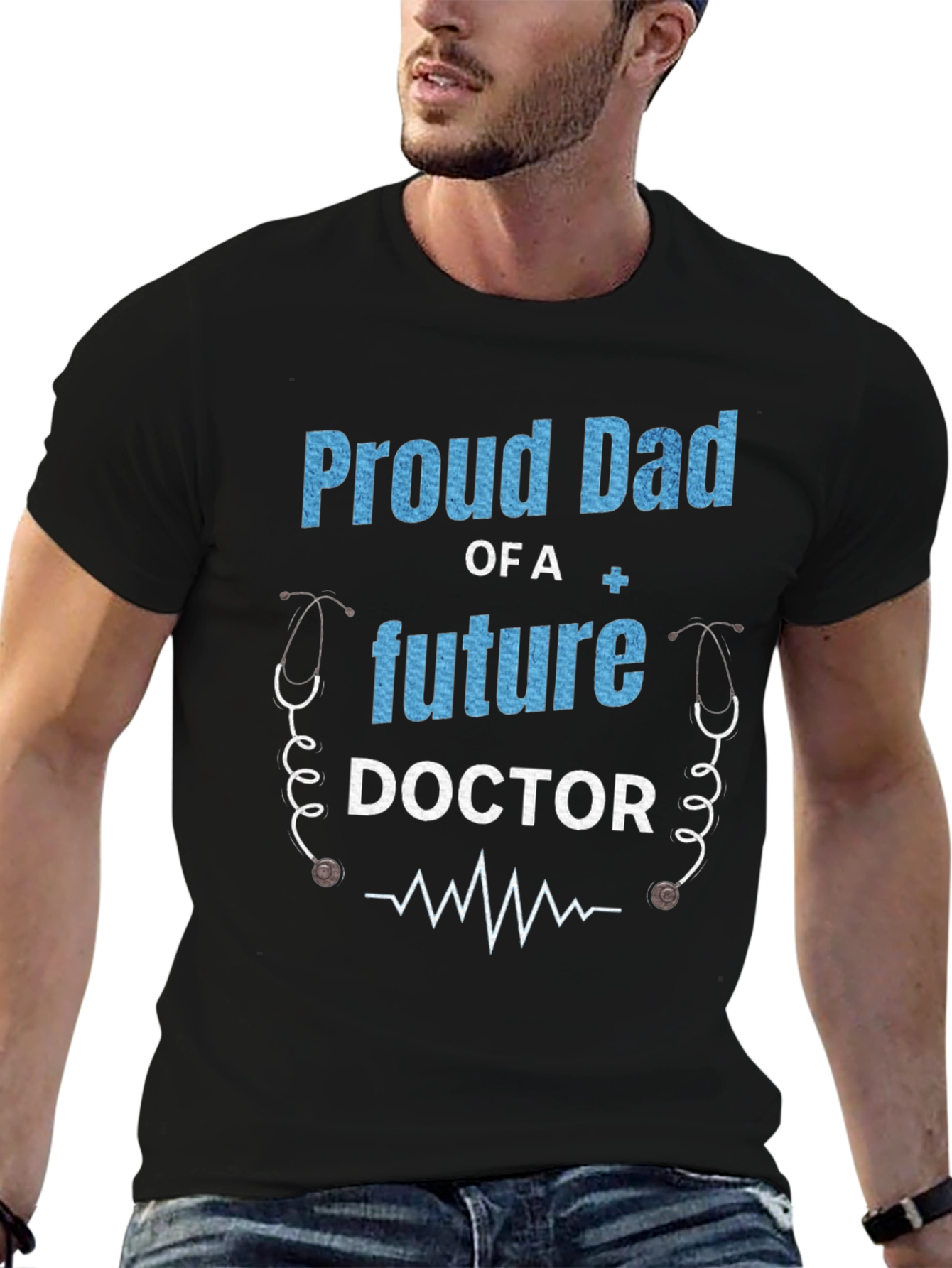 Black Proud Dad of a Future Doctor T-Shirt view 6
