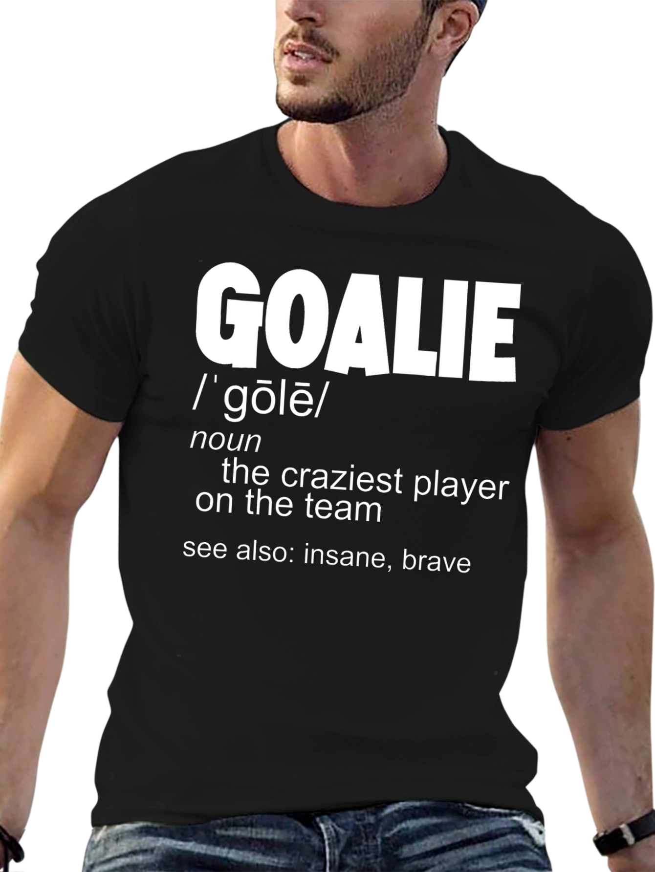Black Goalie Definition T-Shirt - Crazy Hockey Player Tee view 6