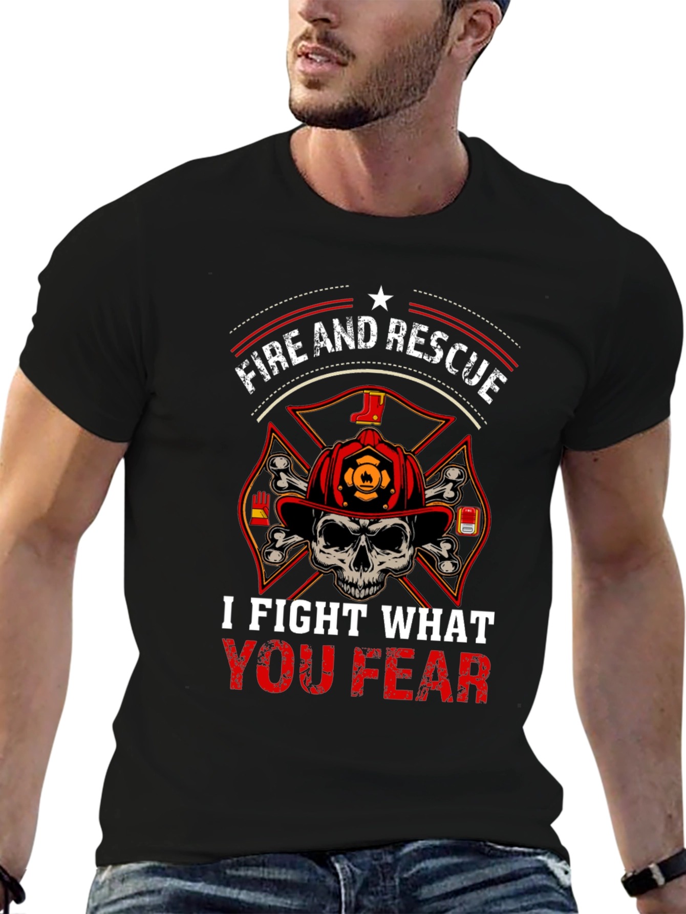 Black Fire and Rescue T-Shirt - I Fight What You Fear view 6