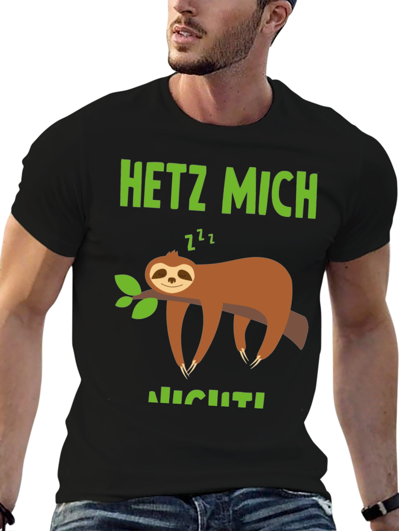 Black Relaxed Sloth Graphic Tee - Hetz Mich Nicht view 6