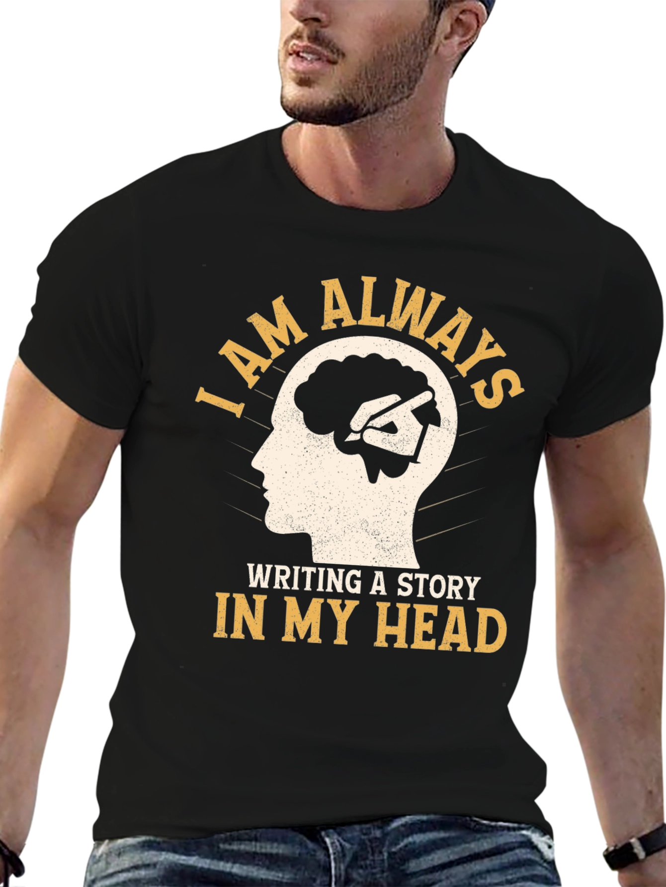 Black Creative Mind T-Shirt - Always Writing a Story view 6