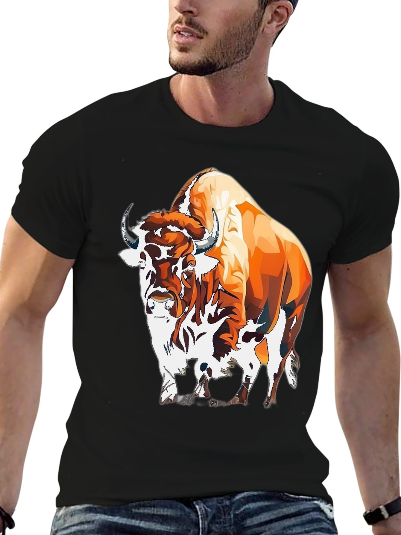 Black Bison Graphic Tee - Bold Animal Print view 6