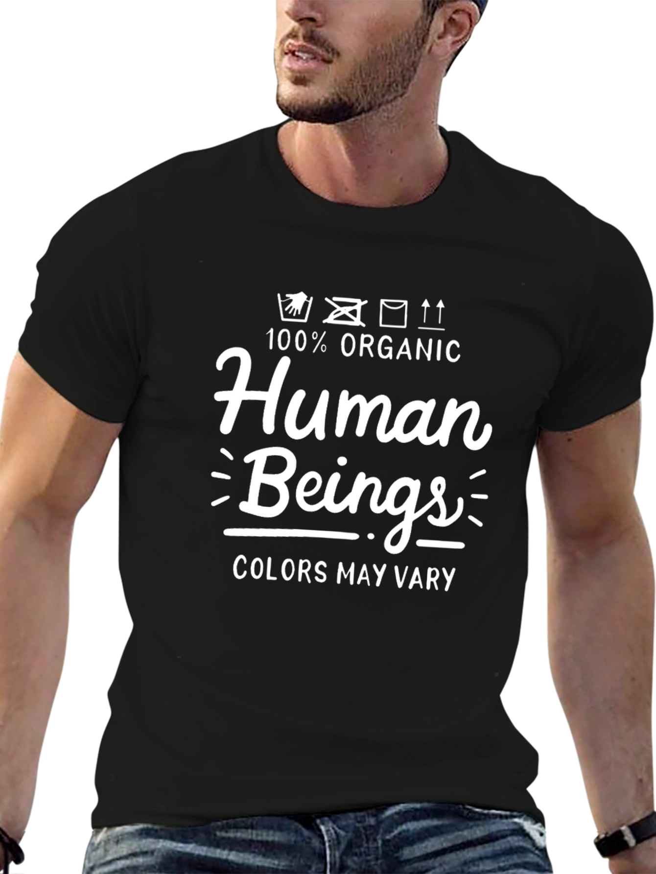 Black Organic Human Beings Graphic Tee view 6