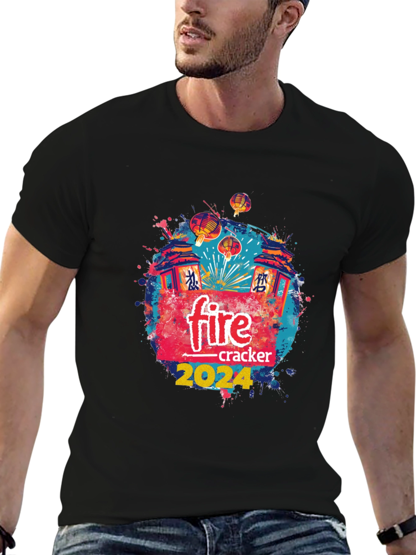 Black Firecracker 2024 Graphic T-Shirt view 6