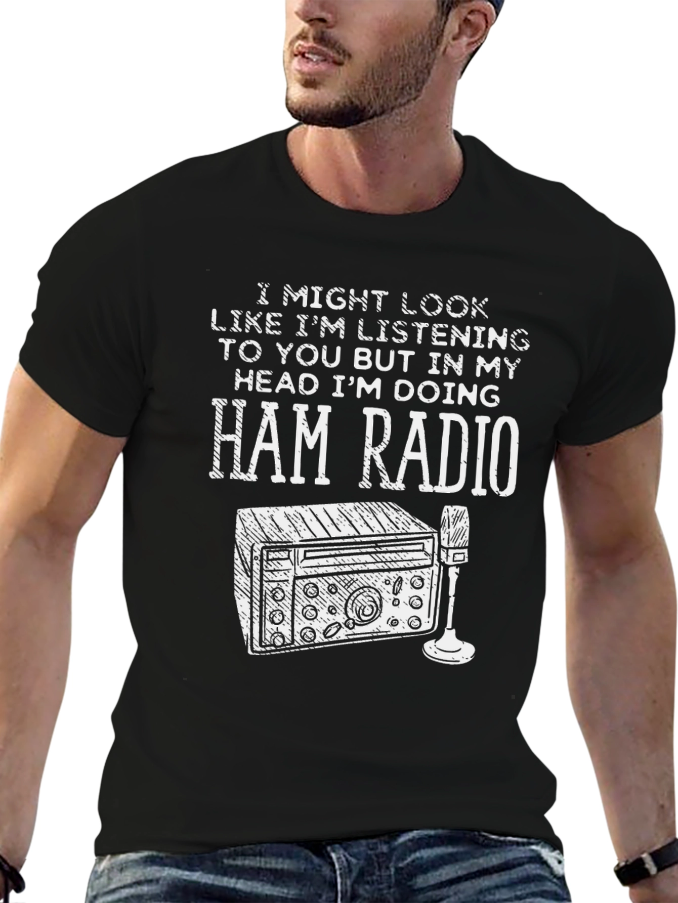 Black Ham Radio Enthusiast T-Shirt view 6