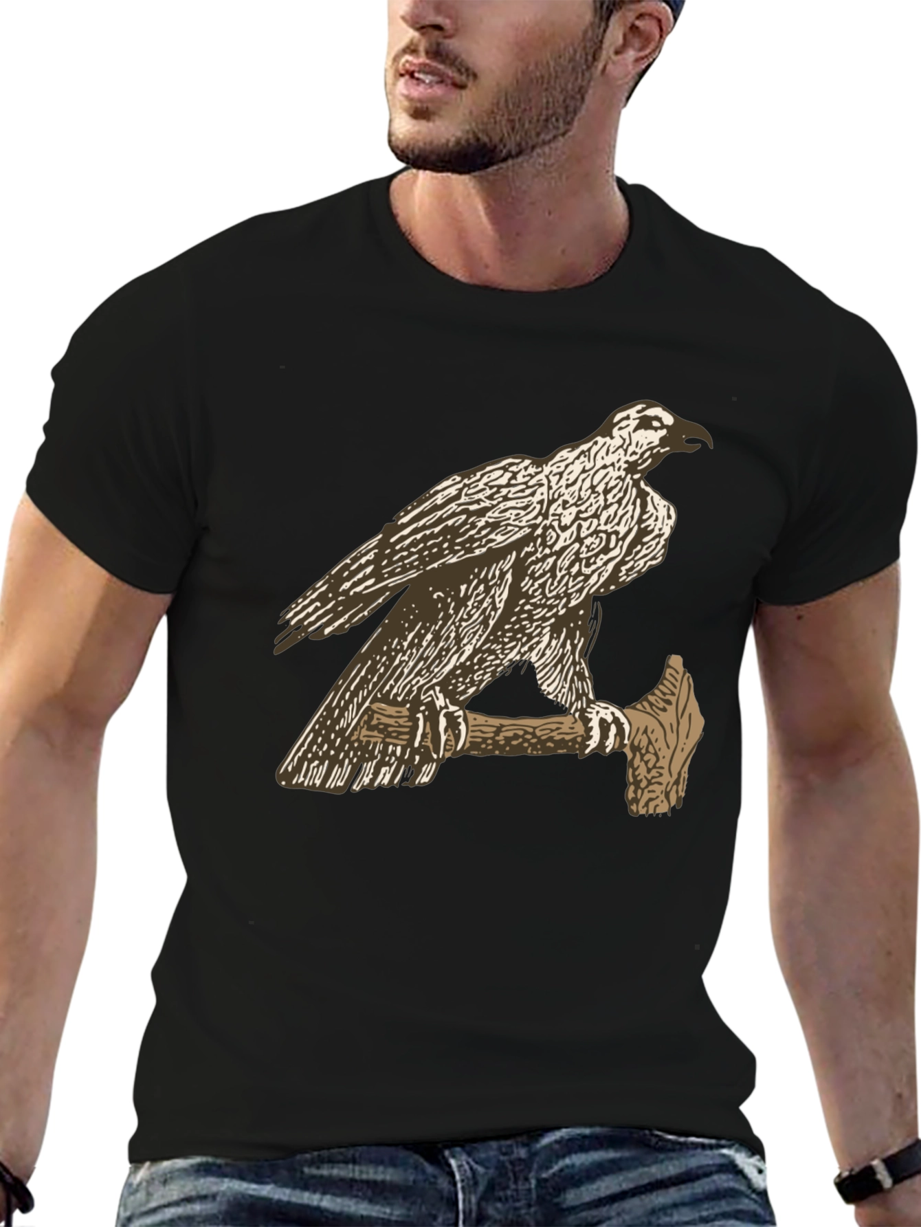 Black Eagle on Axe Black T-Shirt - Unique Graphic Tee view 6