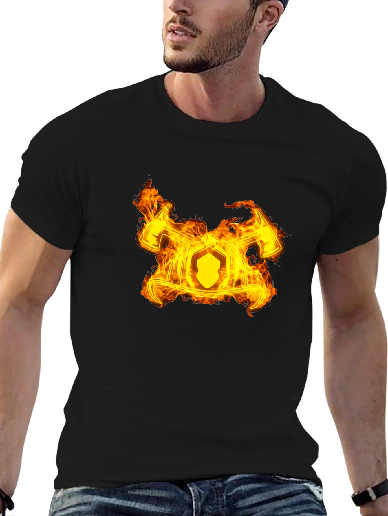 Fiery Firefighter Maltese Cross Black T-Shirt - 6