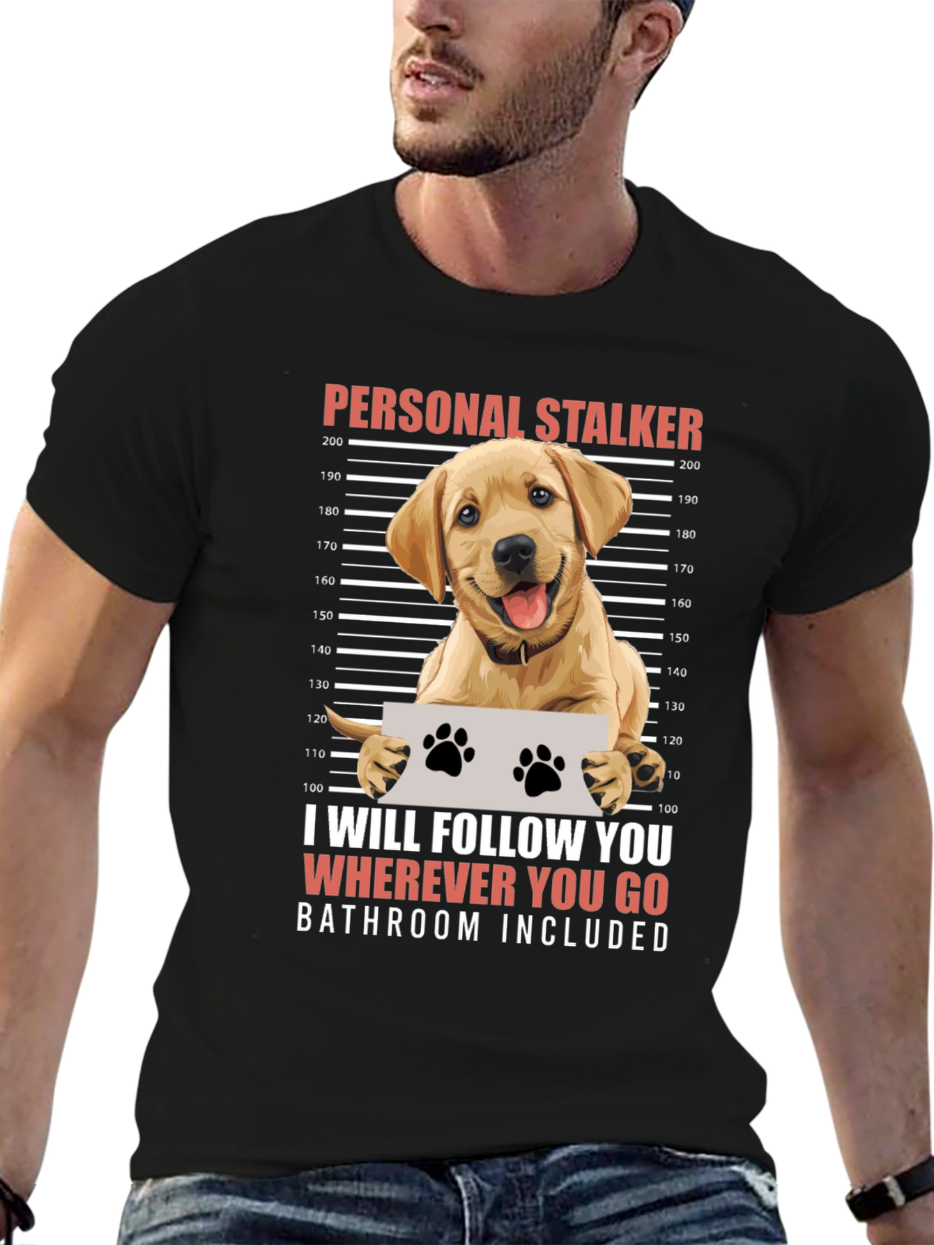 Black Personal Stalker Dog Humor Graphic Tee view 6