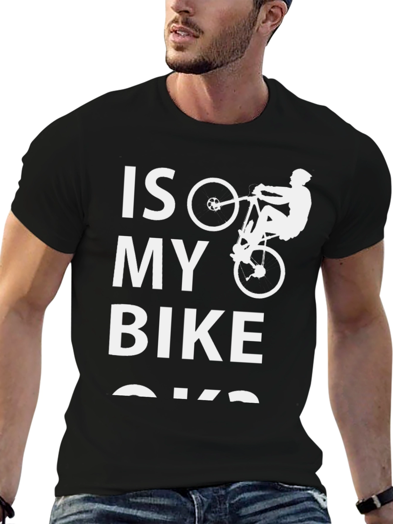 Black Is My Bike OK T-Shirt - Funny Cycling Tee view 6
