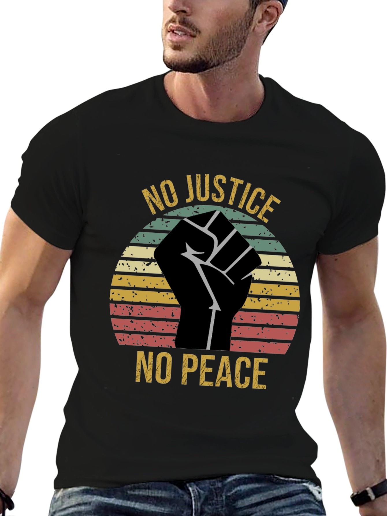 Black No Justice No Peace Graphic T-Shirt view 6