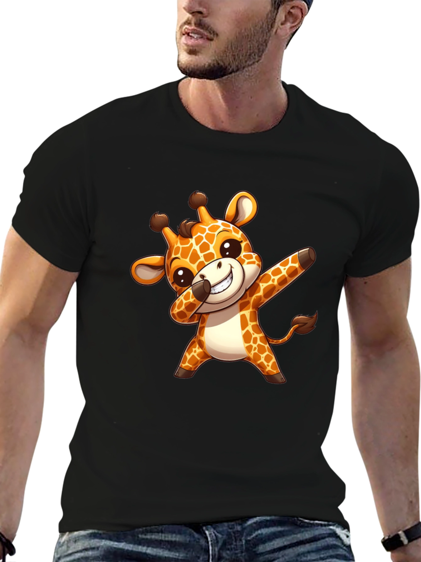 Black Cute Giraffe Dab T-Shirt - Trendy & Unique Design view 6