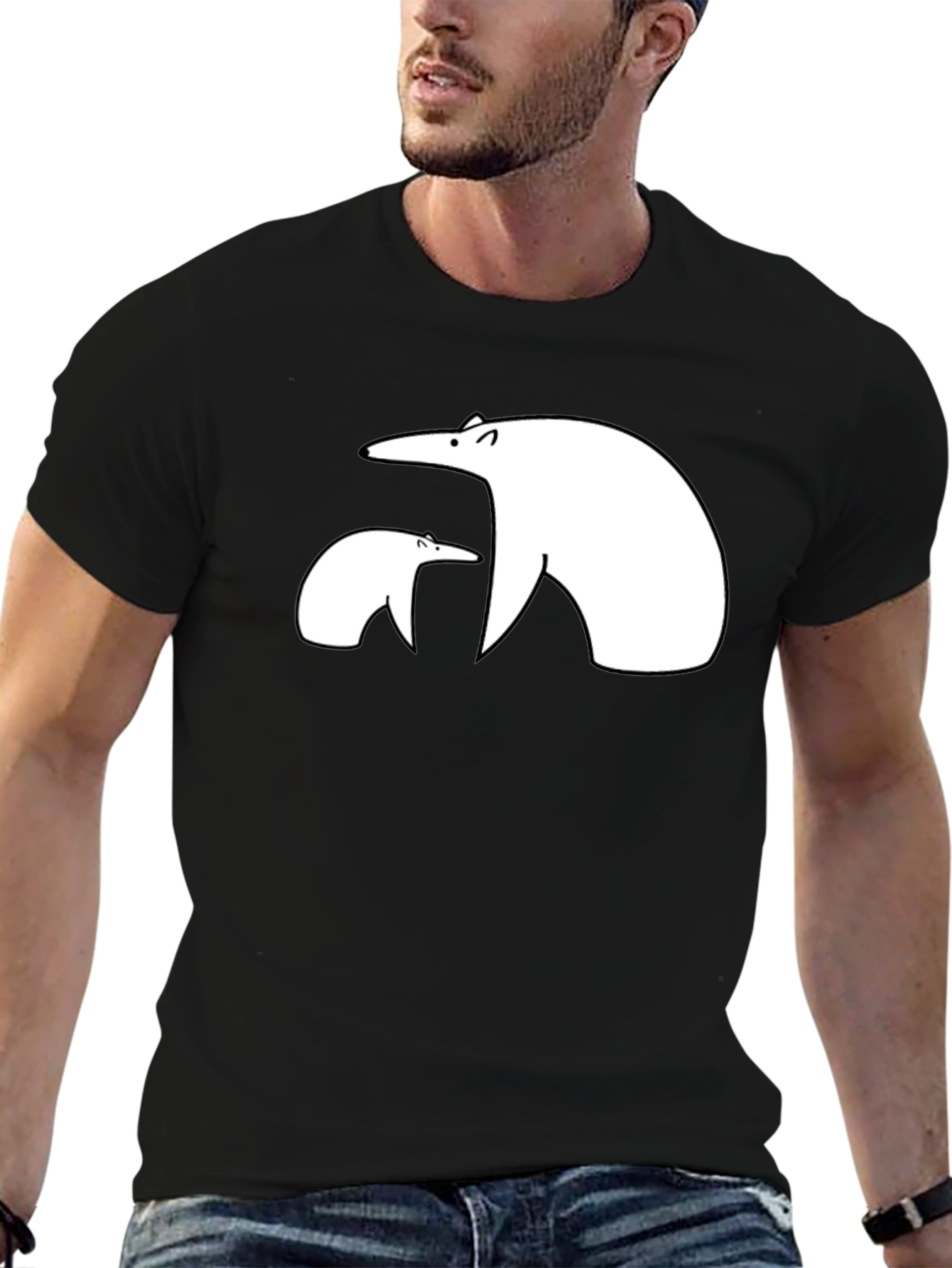 Black Polar Bear Graphic Tee - Black Casual Shirt view 6