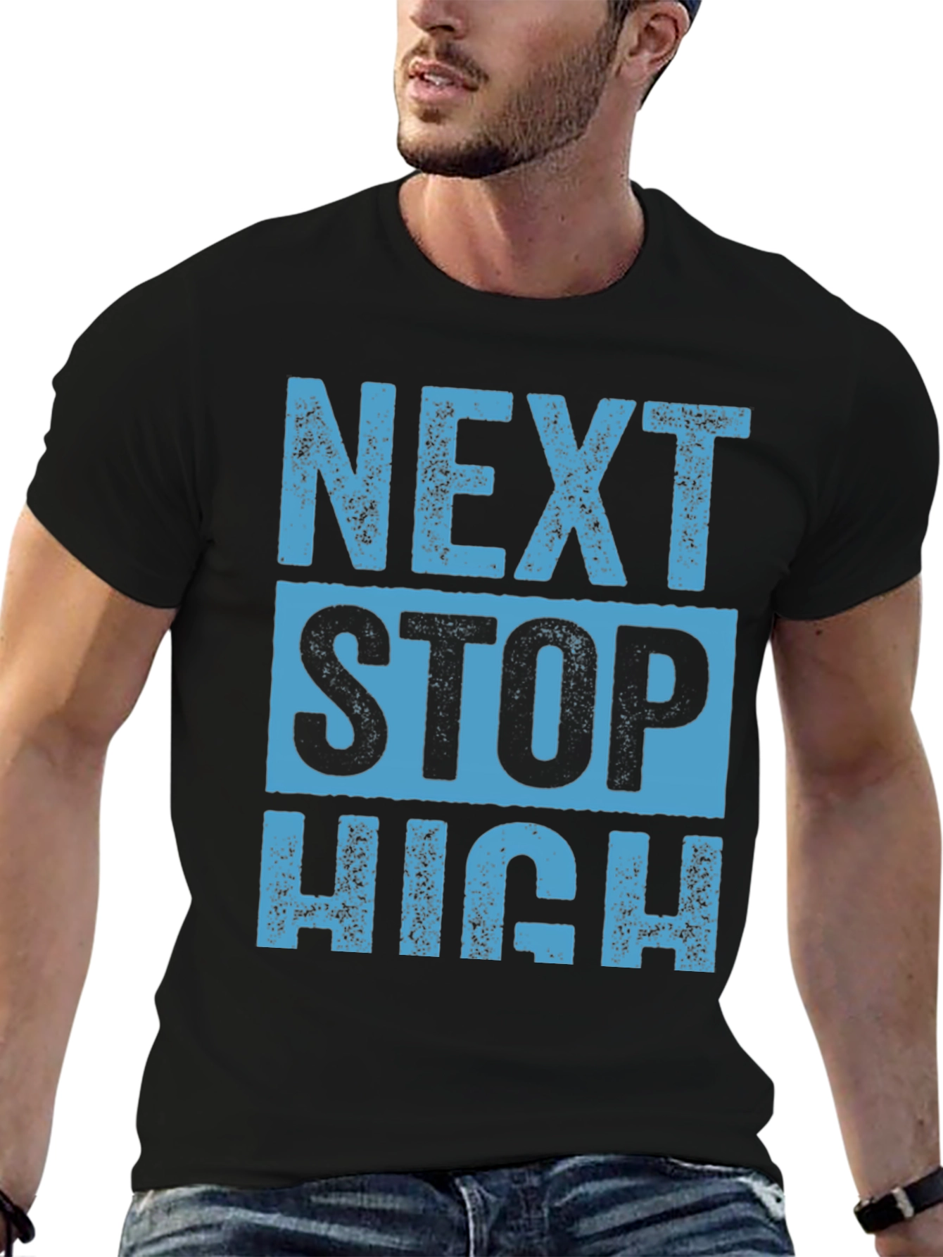 Black Next Stop High Black Graphic T-Shirt view 6