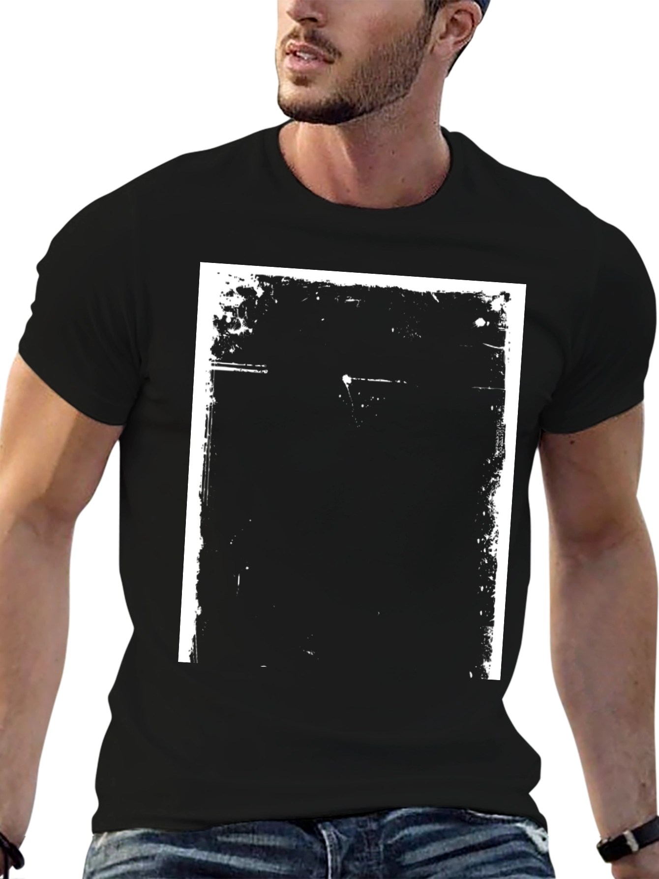 Black Distressed Graphic Print Black T-Shirt view 6