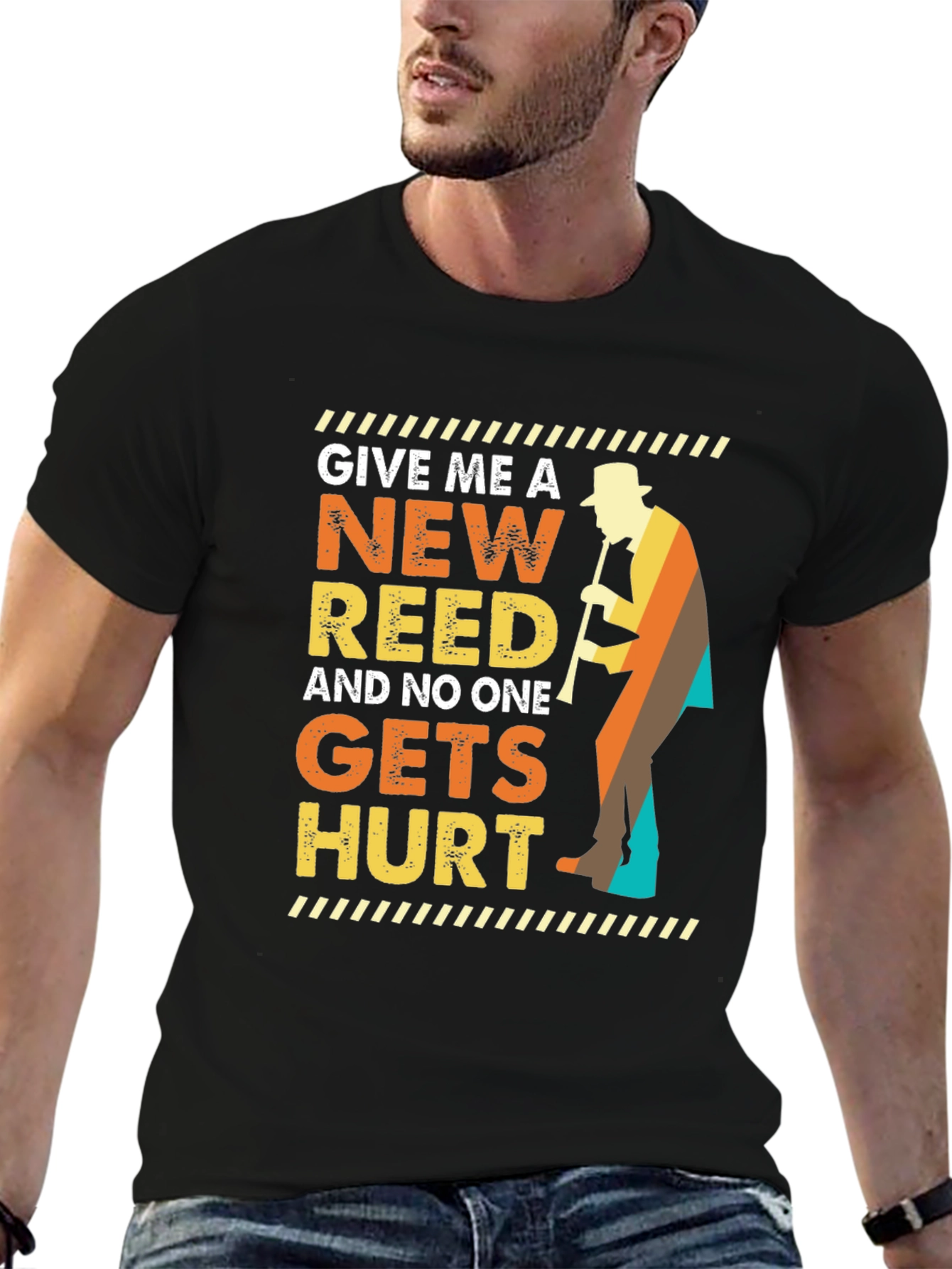 Black New Reed T-Shirt Musician Humor view 6