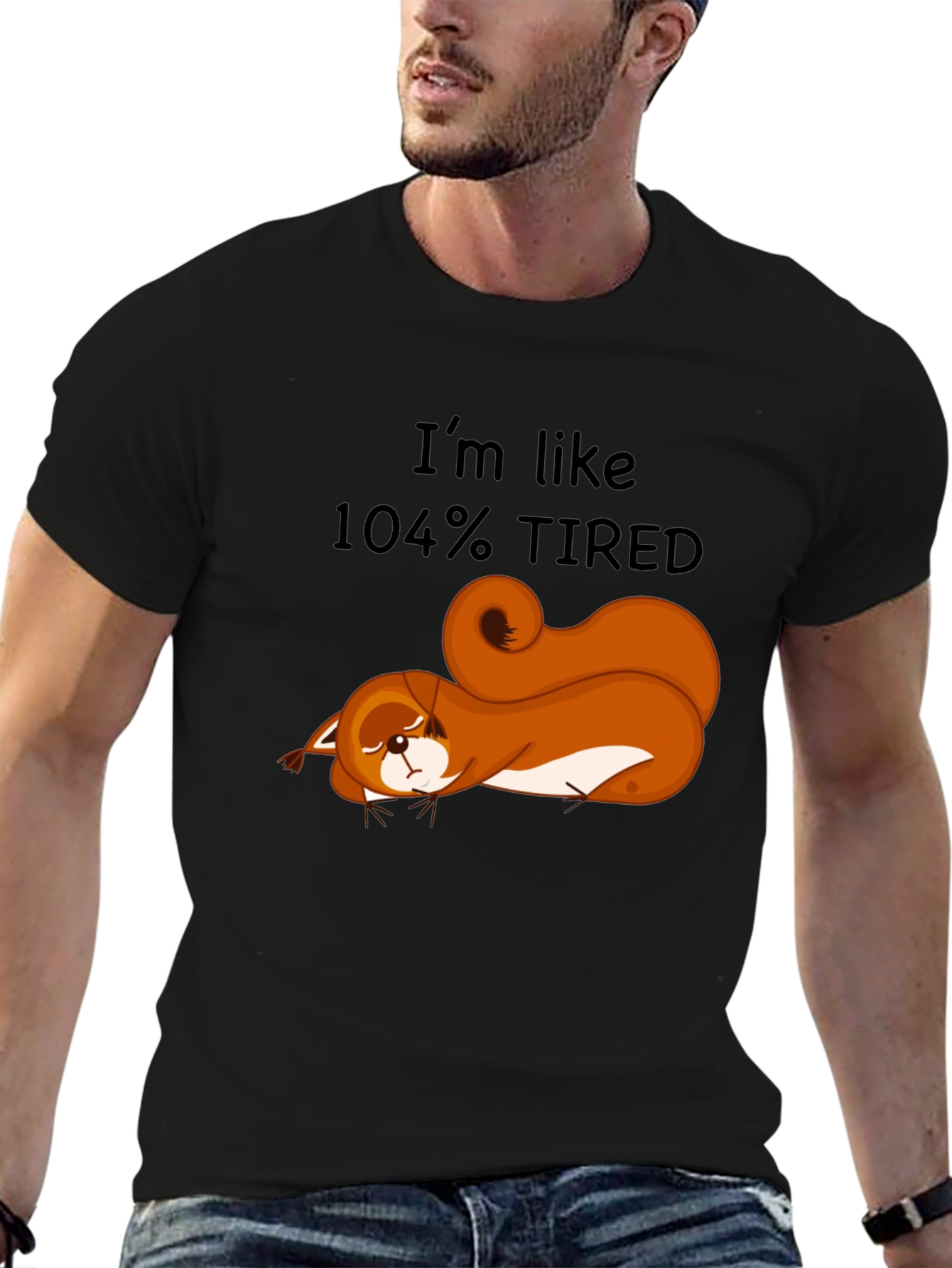 Black I'm Like 104% Tired Squirrel Graphic Tee view 6